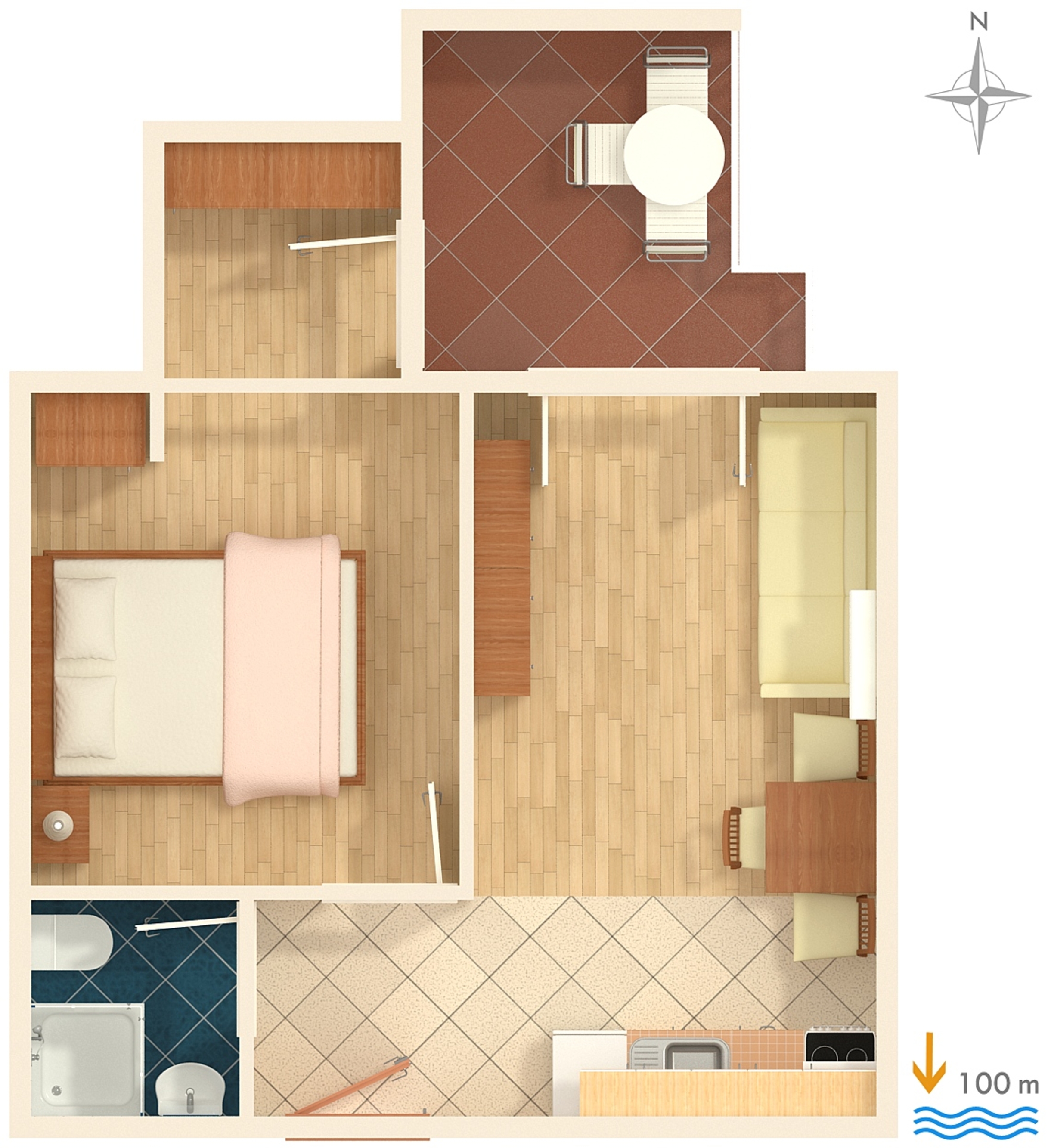 One bedroom apartment with terrace Tučepi, Makarska  A-a