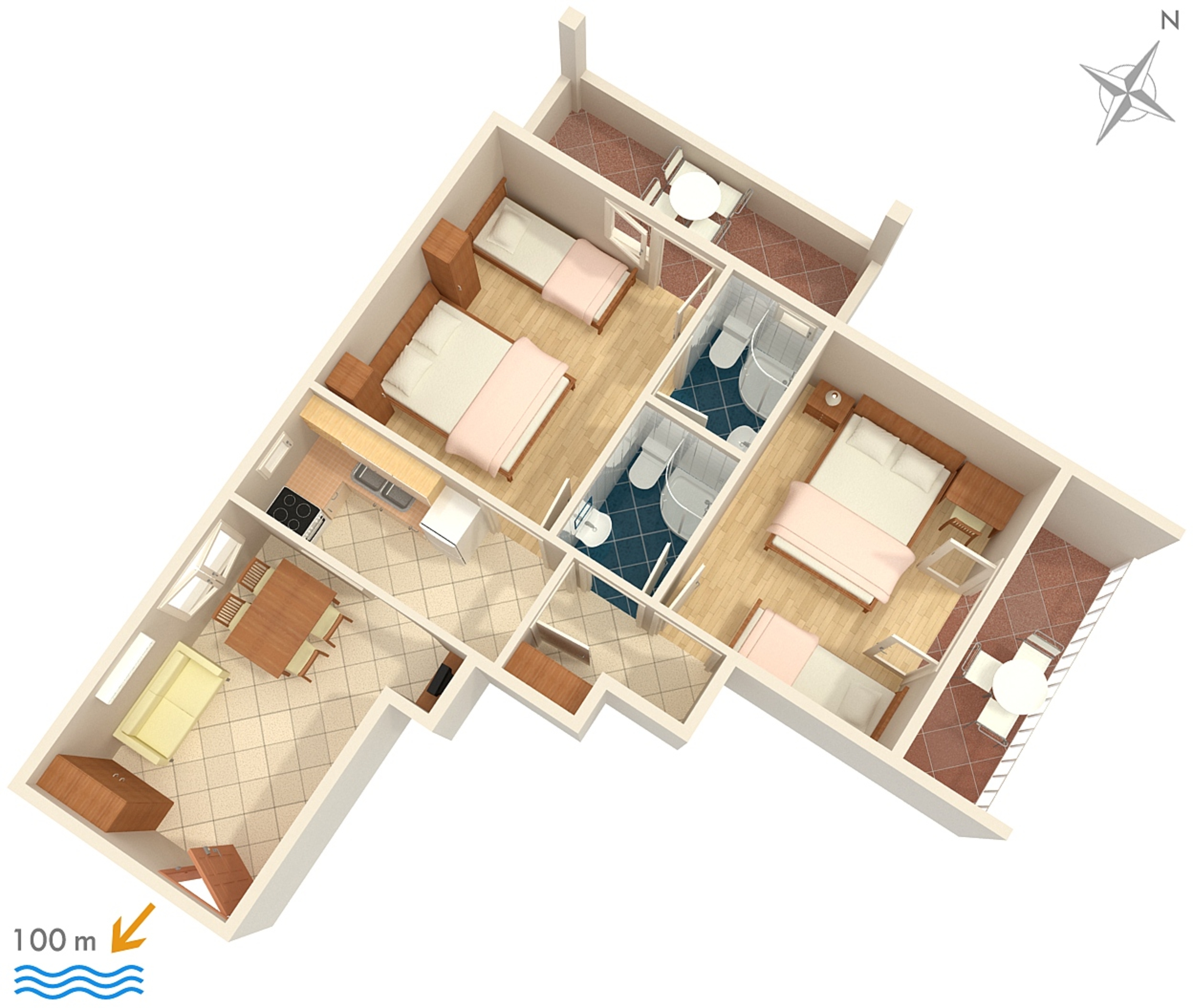 Two bedroom apartment with terrace Tučepi, Makarska  A-b