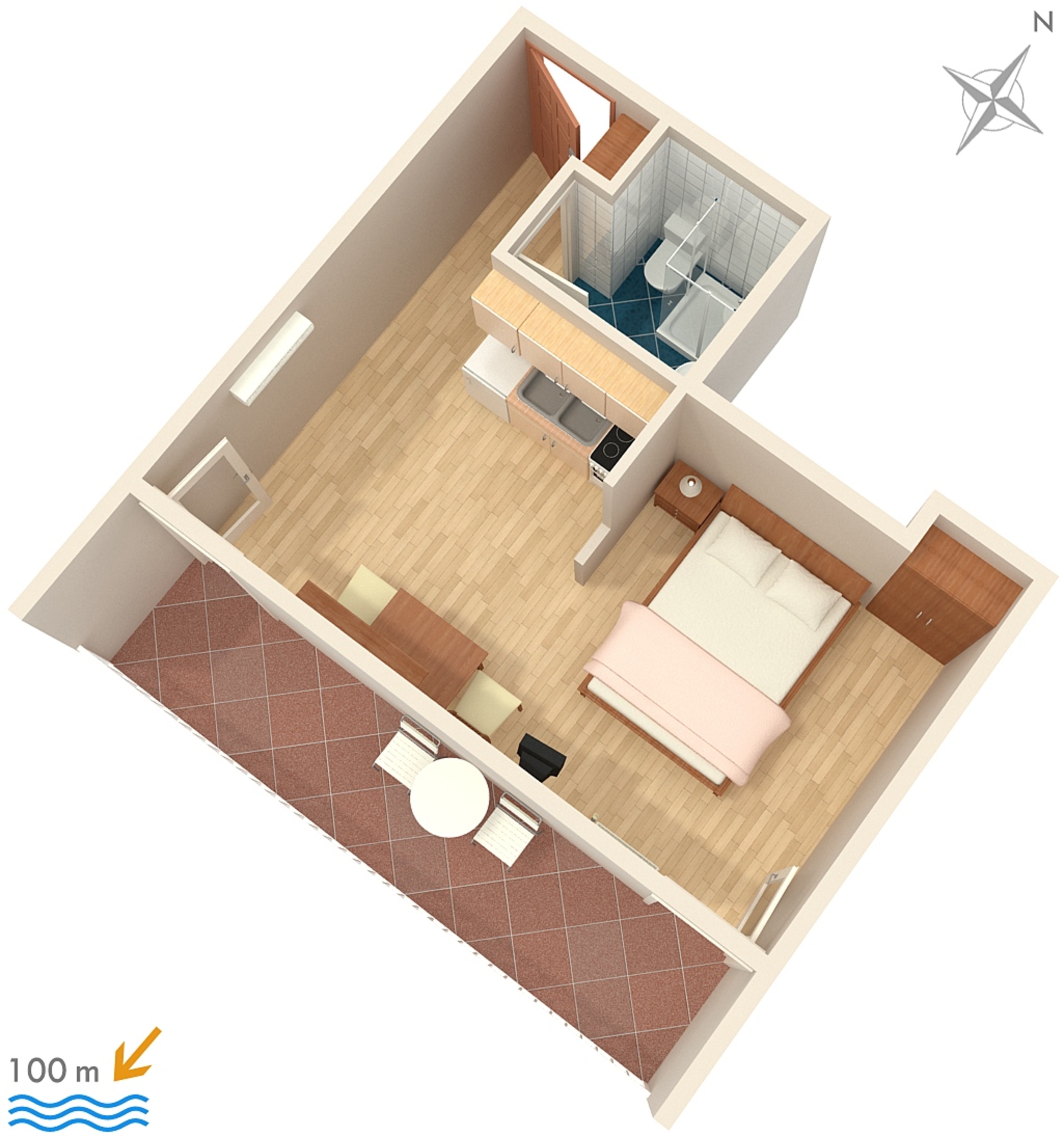 Studio flat with balcony Tučepi, Makarska  AS-a