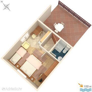 Plan Makarska, Plan in the studio-apartment, WIFI.
