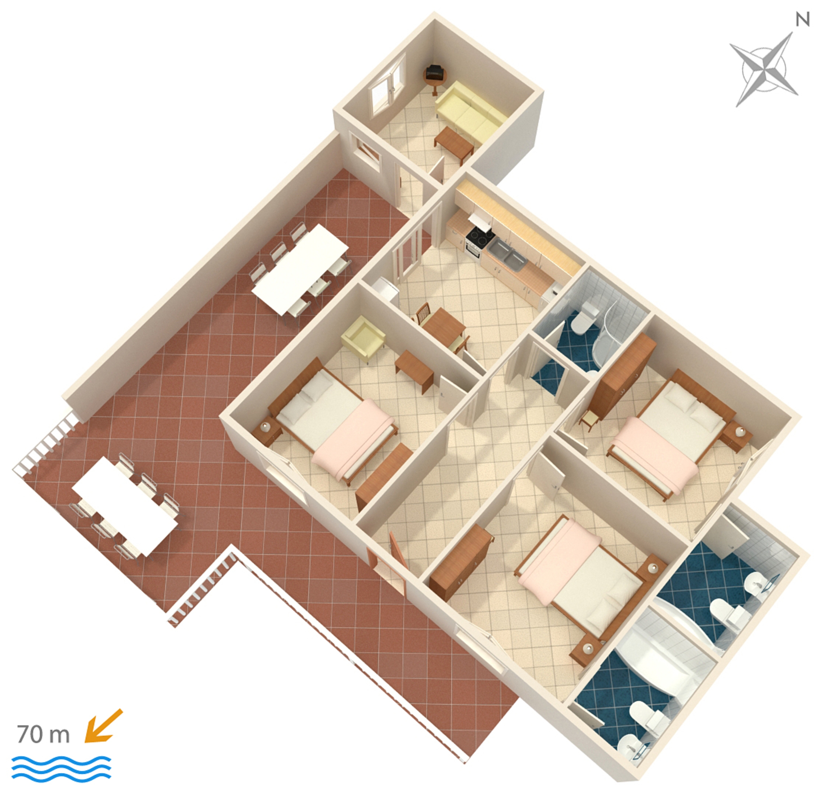 Four bedroom apartment with terrace and sea view Živogošće - Porat, Makarska  A-a