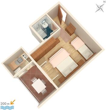 Plan Omiš, Plan in the studio-apartment, WiFi.