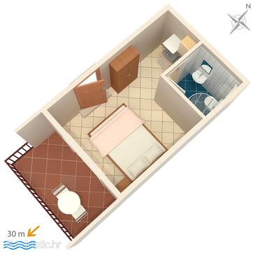 Plan Duće, Plan in the studio-apartment, WIFI.