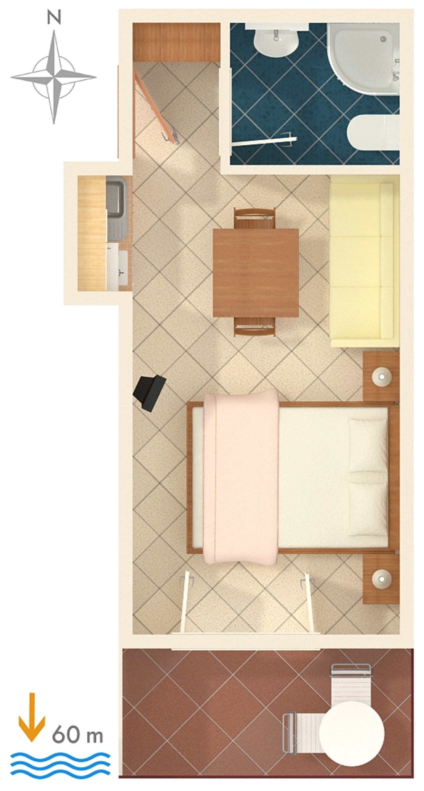 Studio flat with balcony and sea view Orebić, Pelješac  AS-a