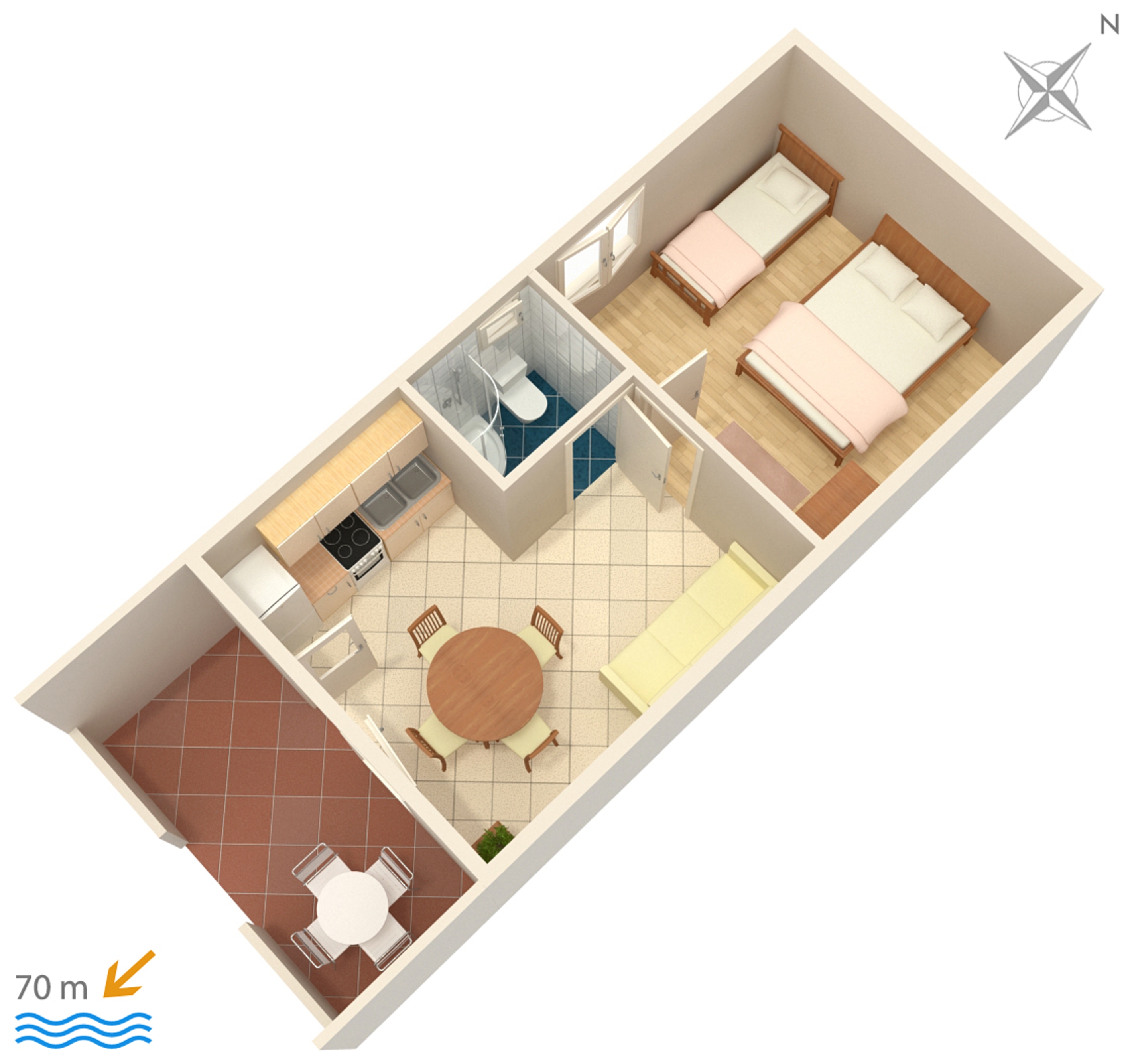 One bedroom apartment near beach Pisak, Omiš  A-b