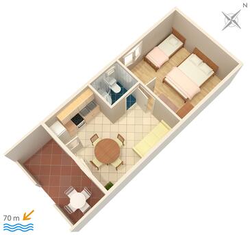 Pisak, Plan dans l’hébergement en type apartment, WiFi.