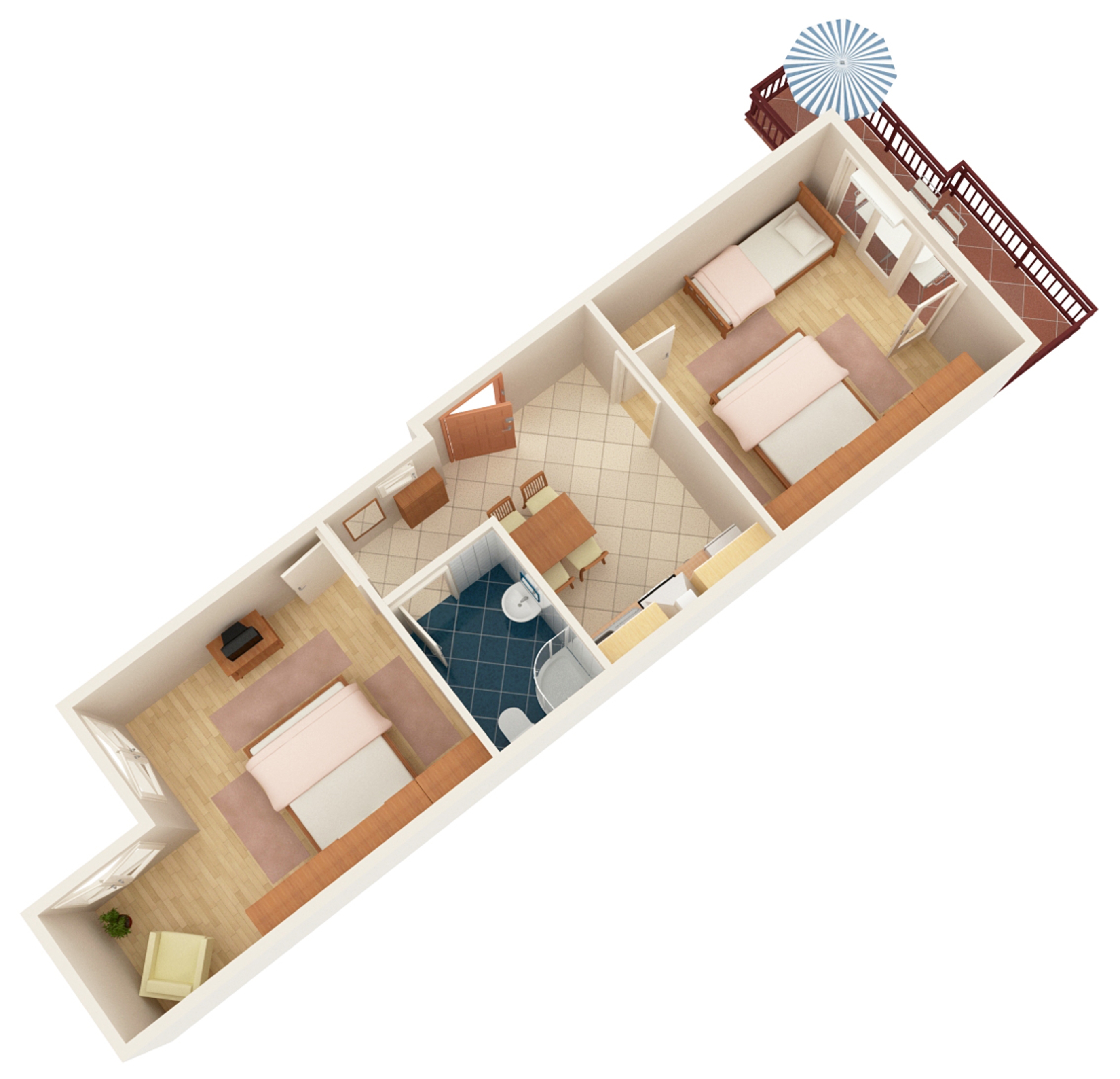 Two bedroom apartment with balcony and sea view Brela, Makarska  A-a