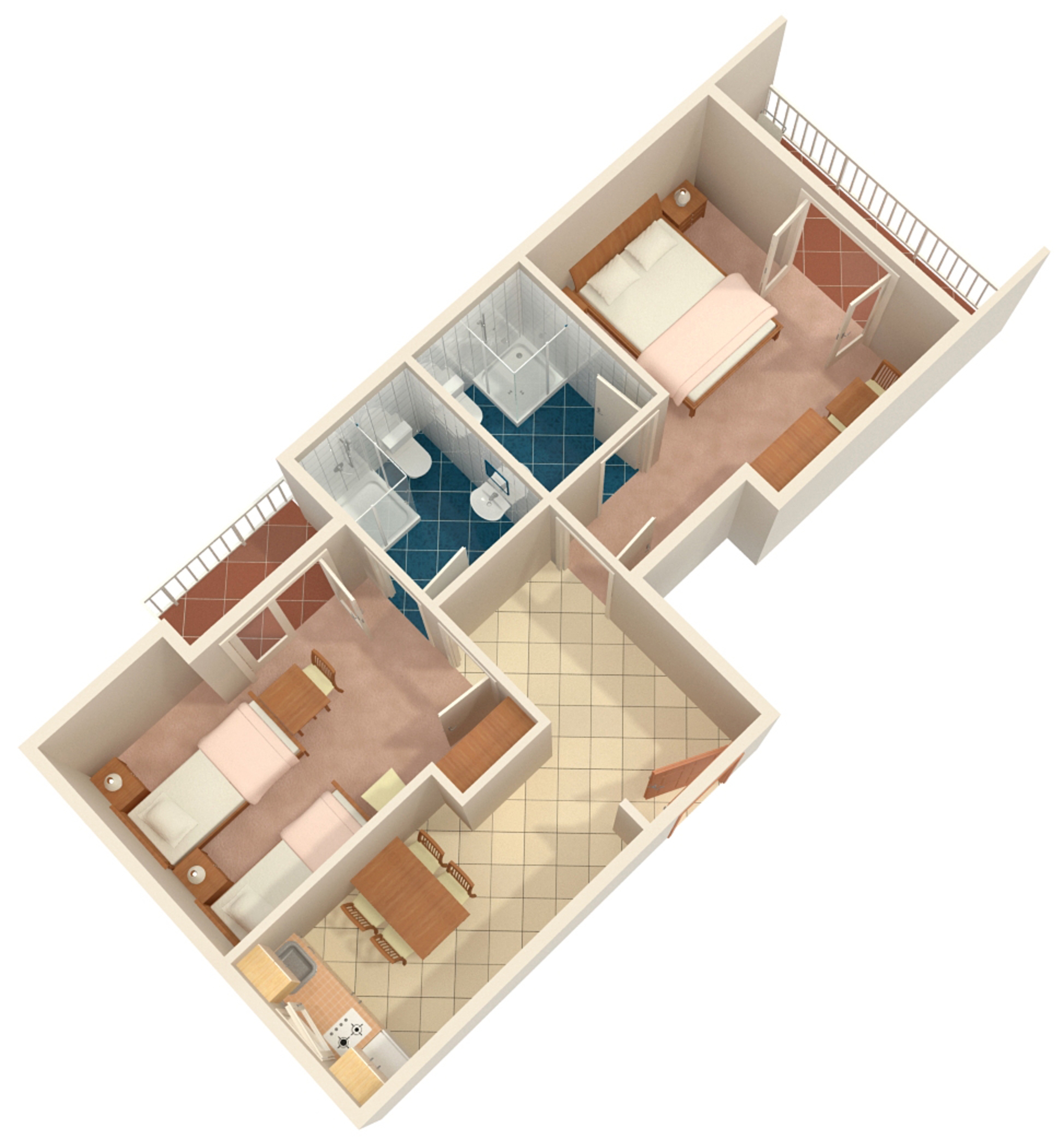 Two bedroom apartment with balcony and sea view Brela, Makarska  A-b