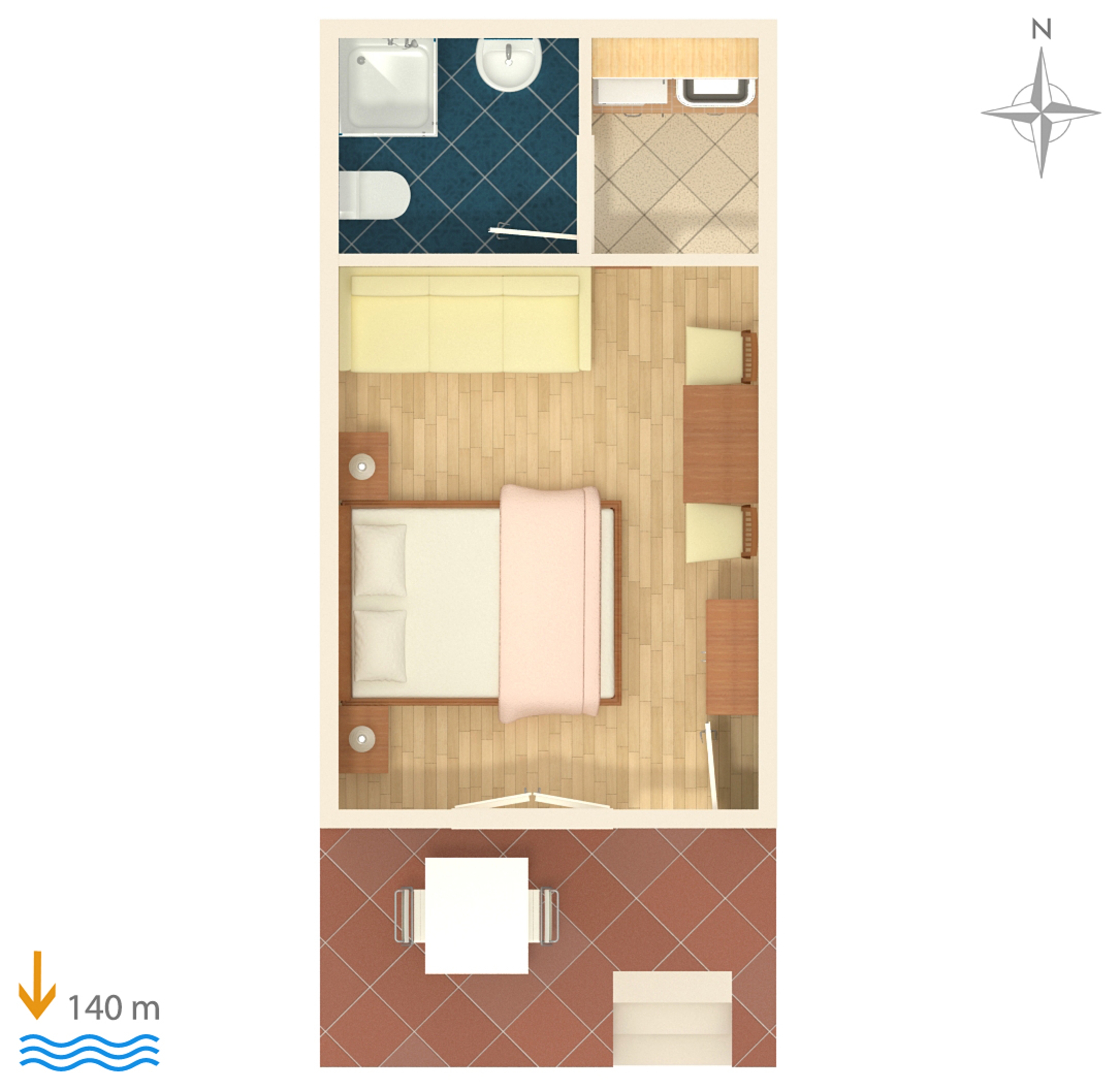 Studio flat with terrace and sea view Brela, Makarska  AS-a