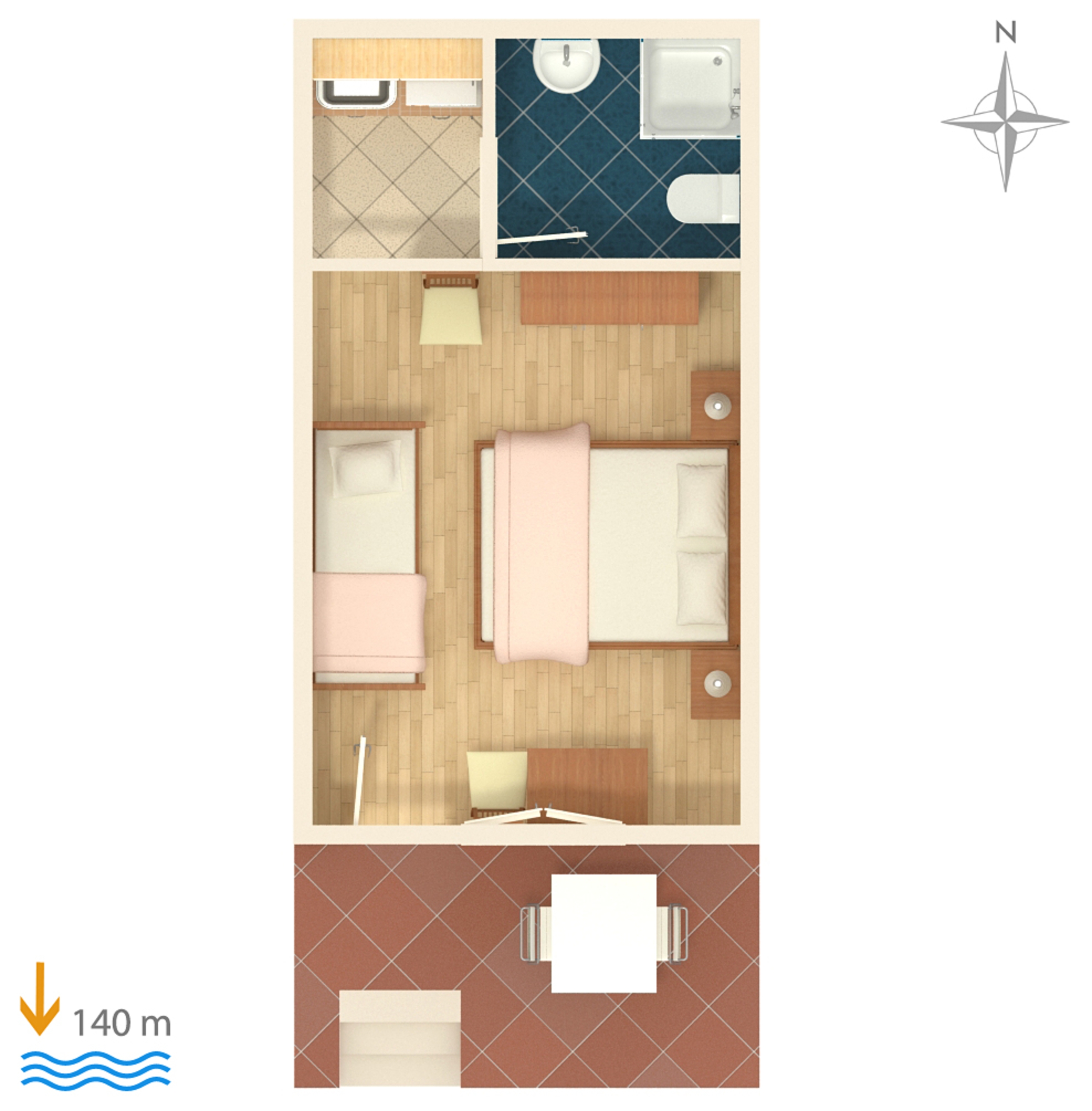 Studio flat with terrace and sea view Brela, Makarska  AS-b