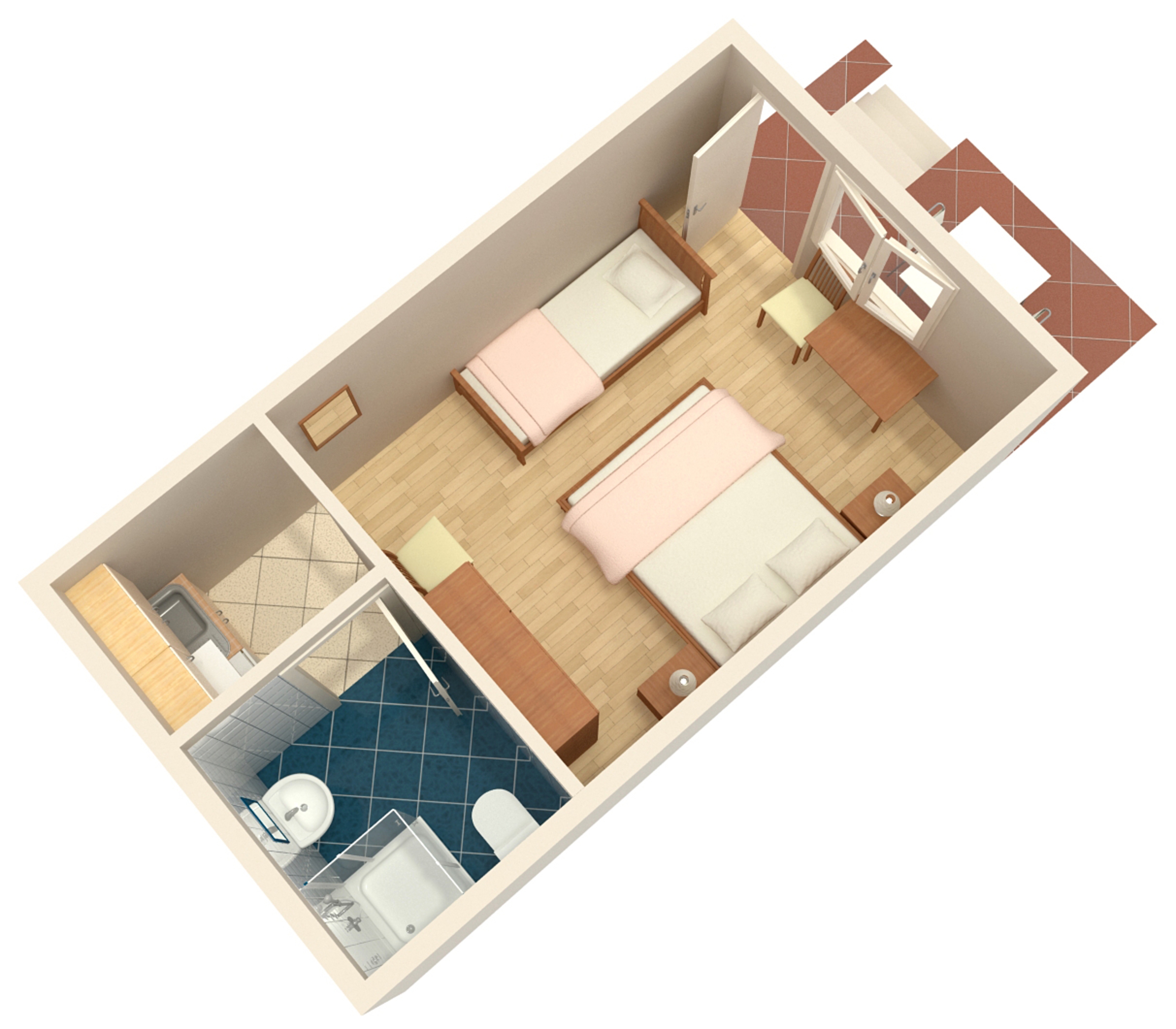 Studio flat with terrace and sea view Brela, Makarska  AS-c