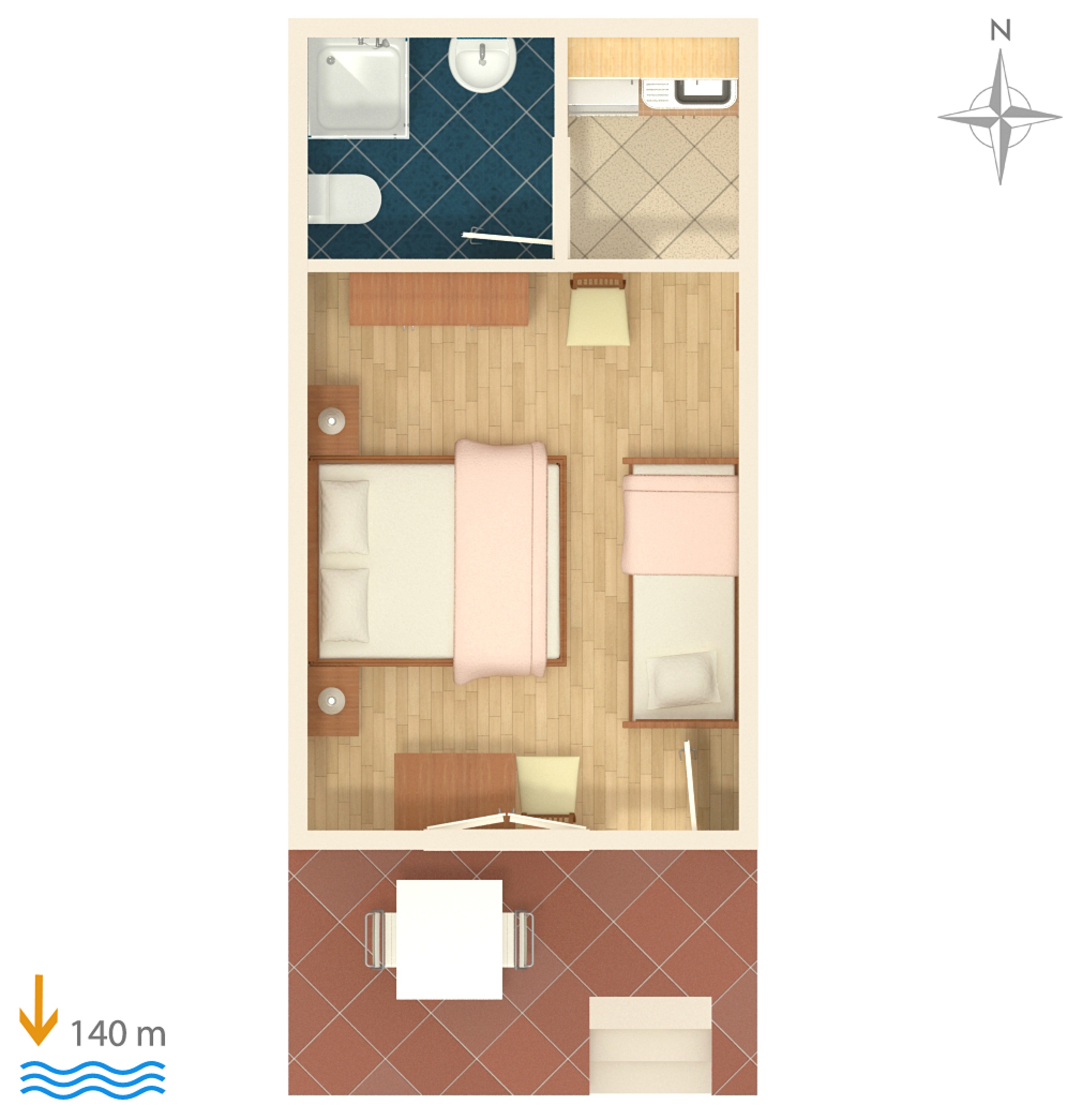 Studio flat with terrace and sea view Brela, Makarska  AS-c