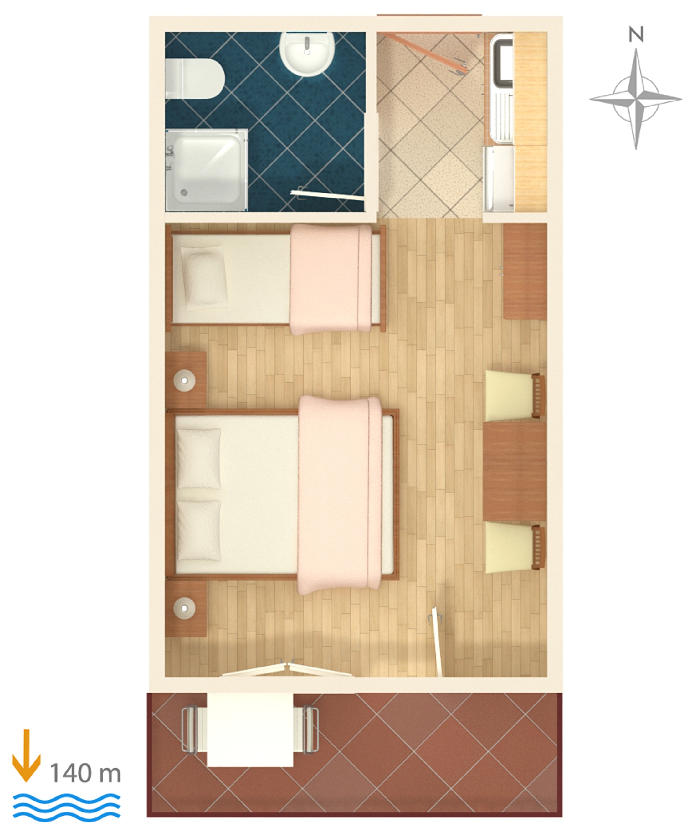 Studio flat with balcony and sea view Brela, Makarska  AS-d