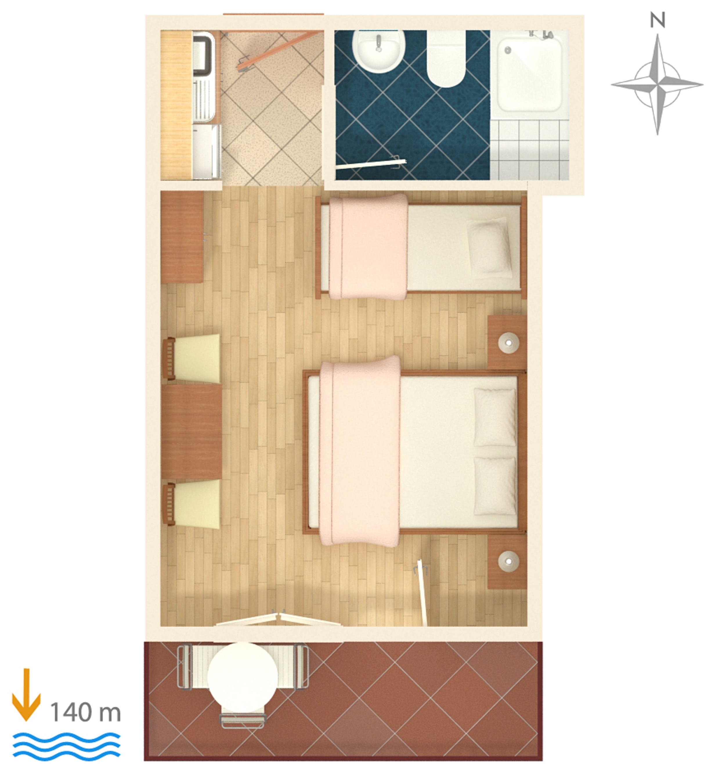 Studio flat with balcony and sea view Brela, Makarska  AS-e