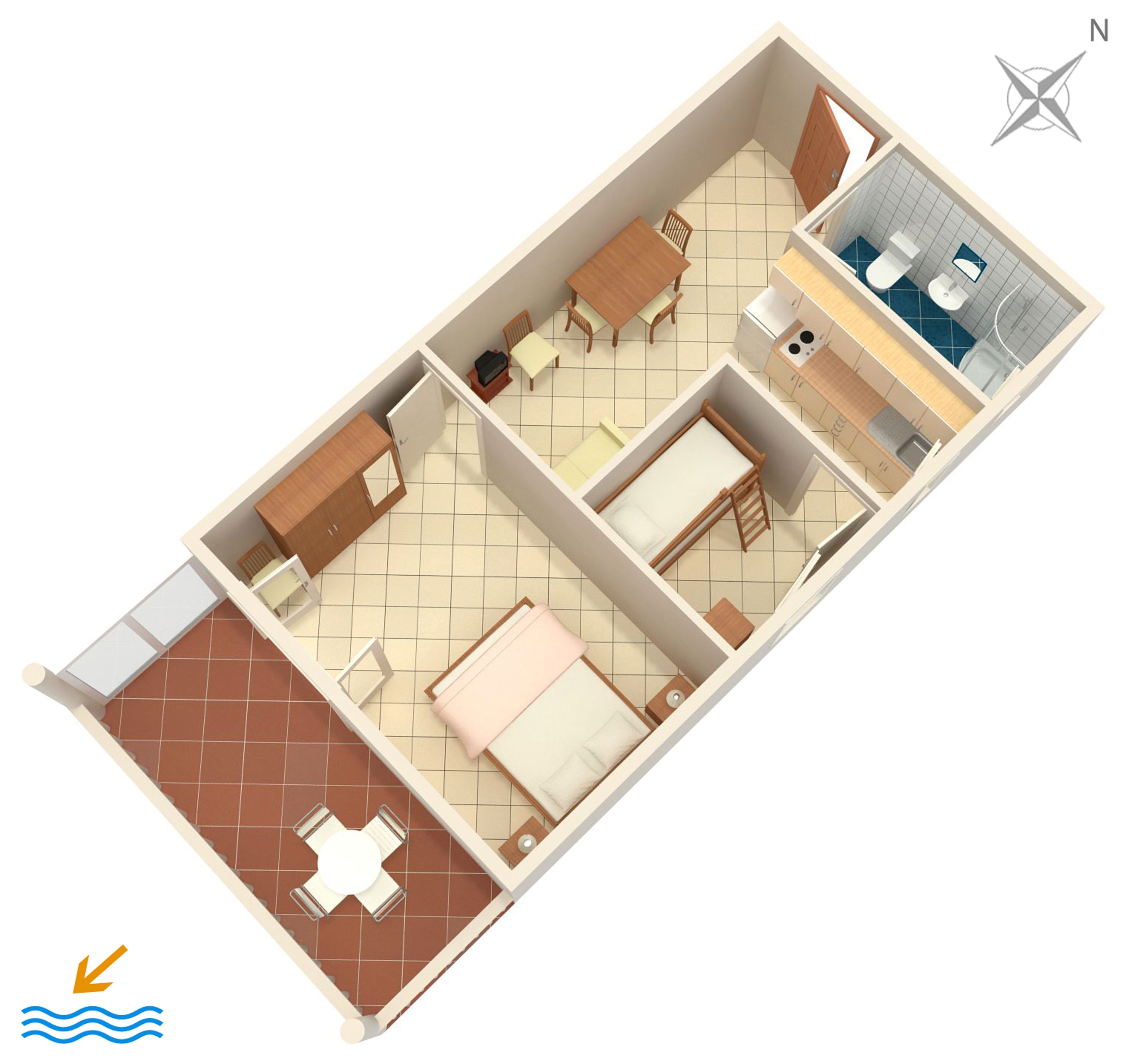 Two bedroom apartment with terrace and sea view Mimice, Omiš  A-c