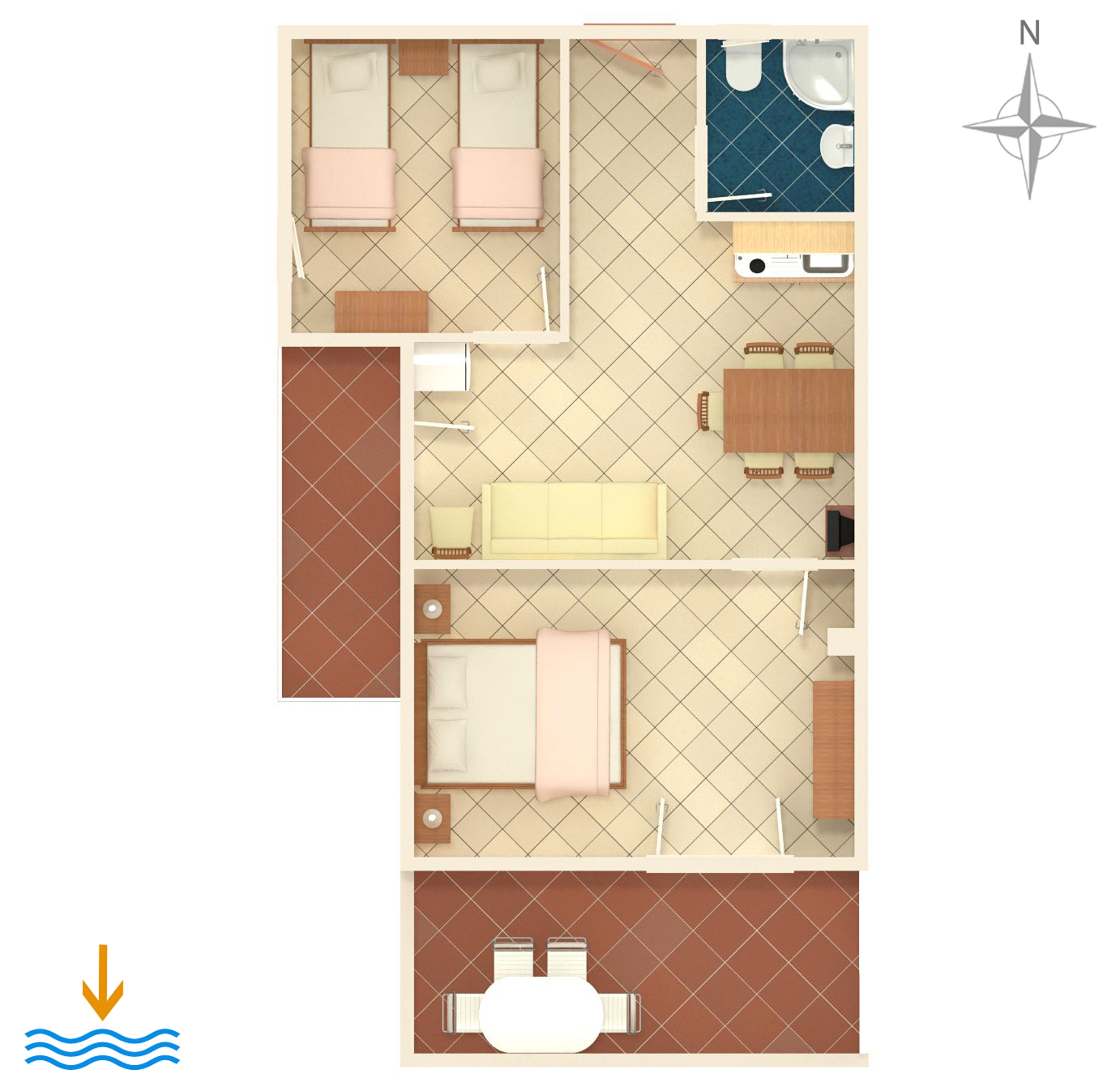 Two bedroom apartment with terrace and sea view Mimice, Omiš  A-f