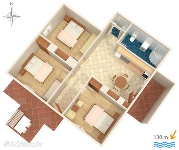 Plan Stanići, Plan in the apartment, dopusteni kucni ljubimci i WIFI.