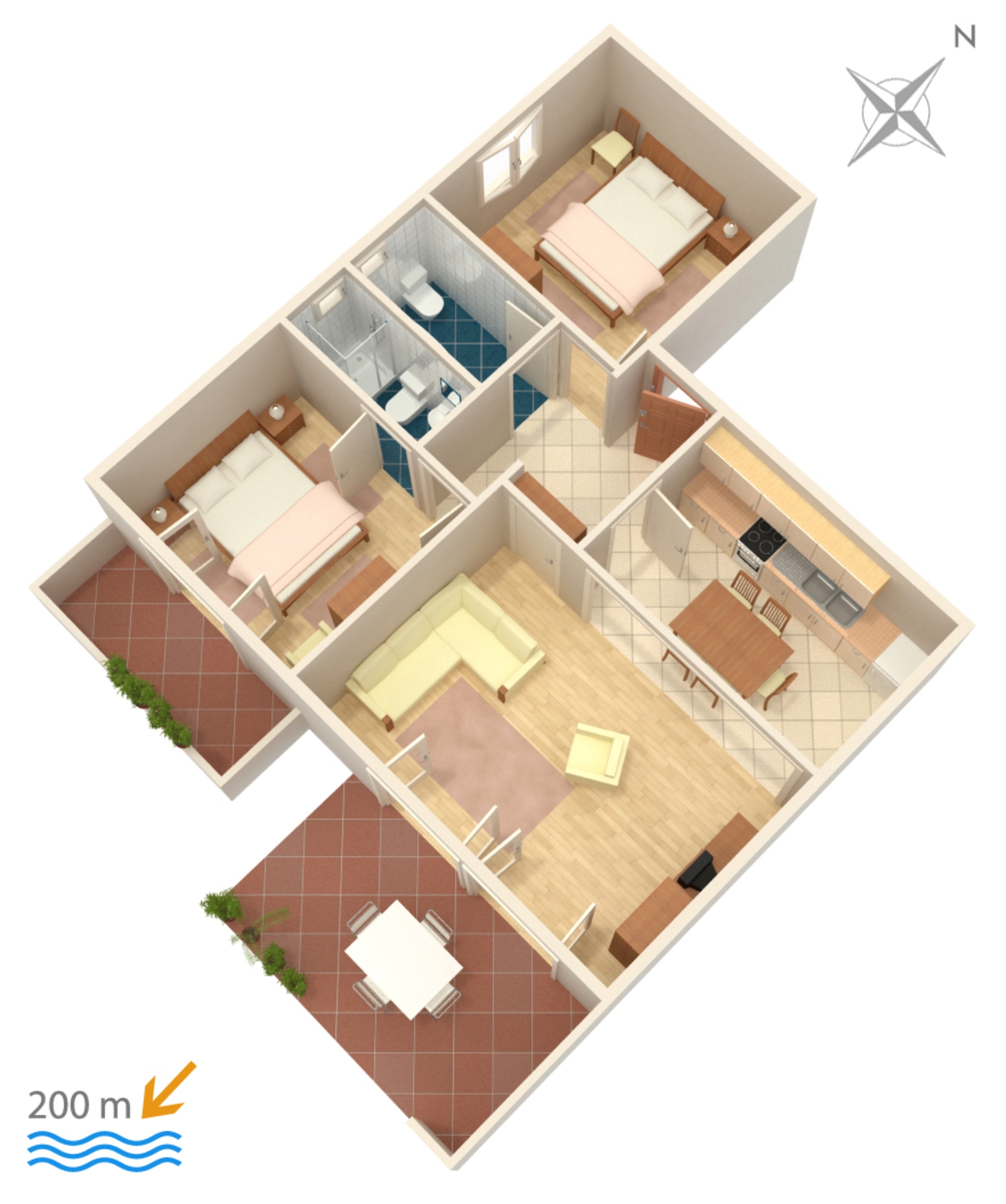 Two bedroom apartment with terrace Duće, Omiš  A-a