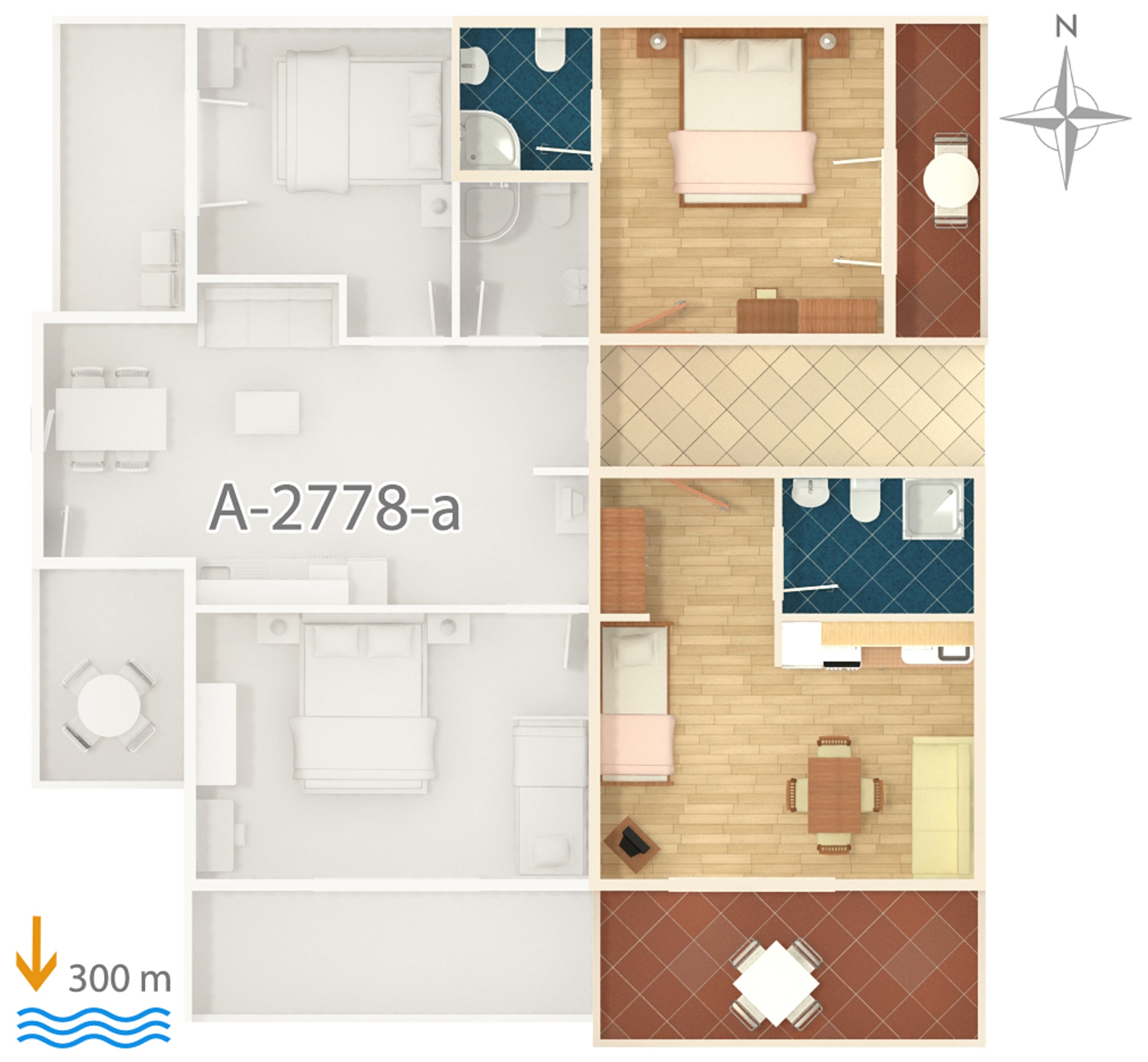 One bedroom apartment with terrace and sea view Duće, Omiš  A-b
