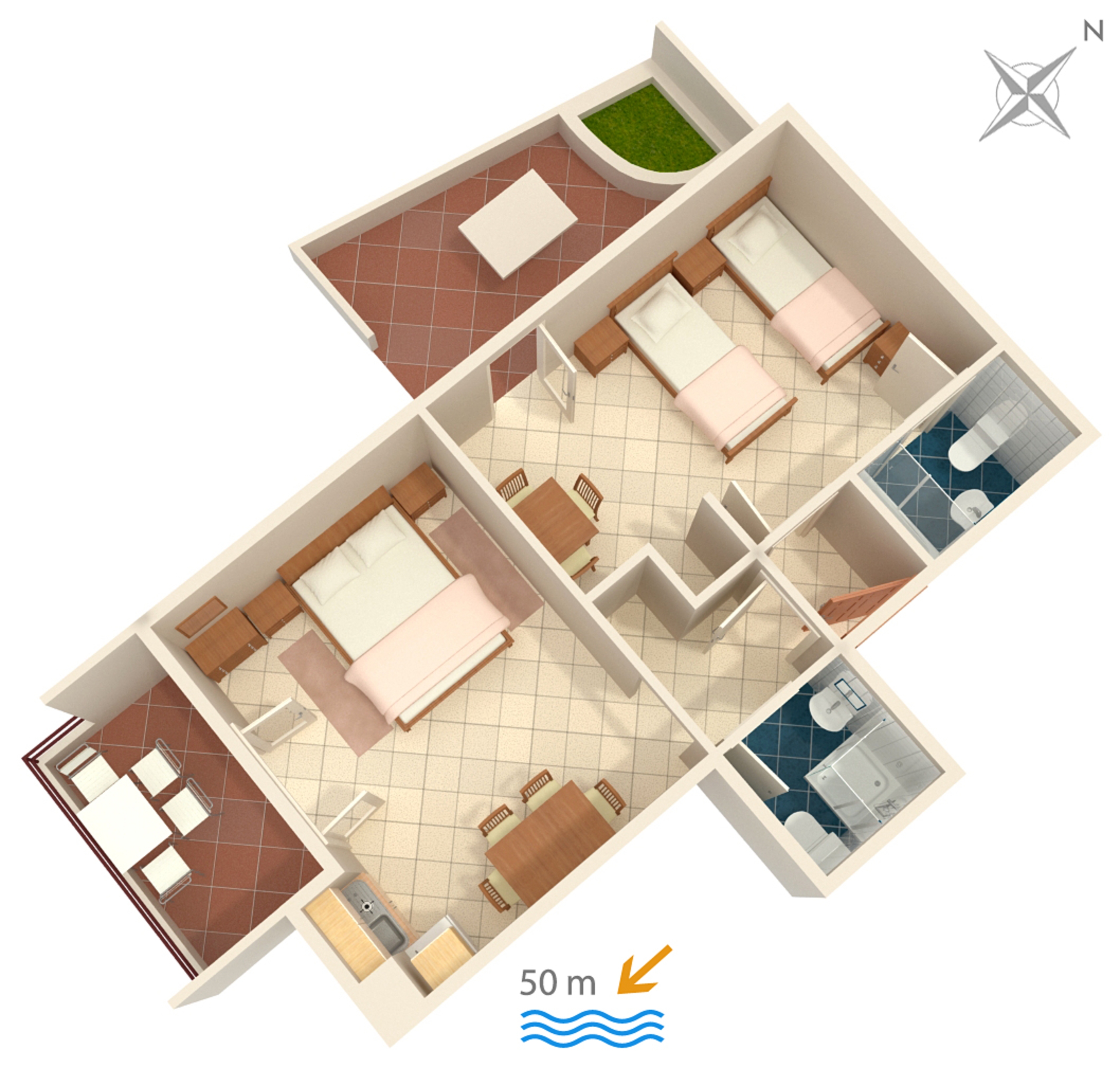 One bedroom apartment near beach Nemira, Omiš  A-a