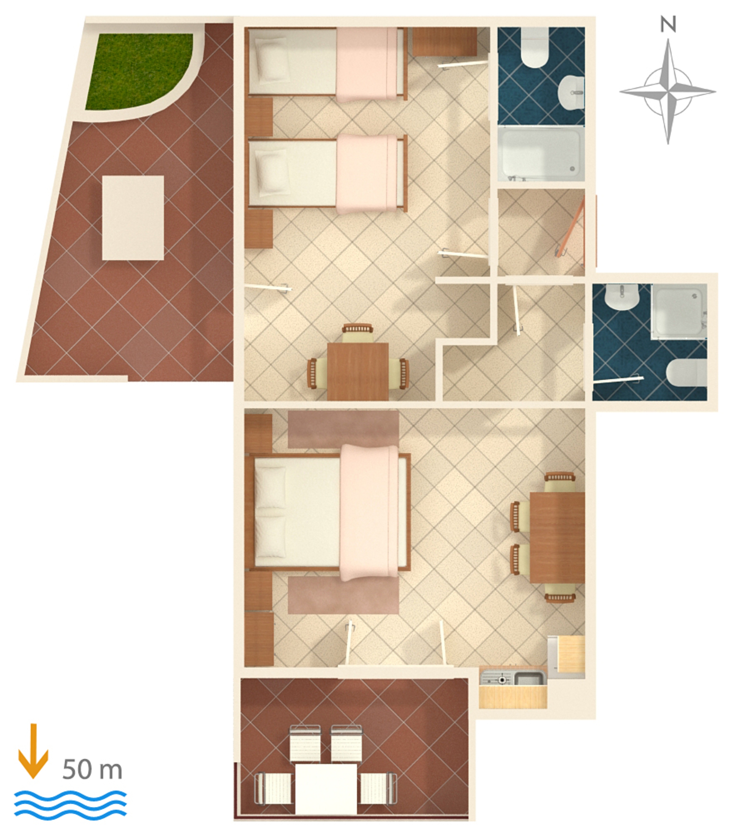 One bedroom apartment near beach Nemira, Omiš  A-a
