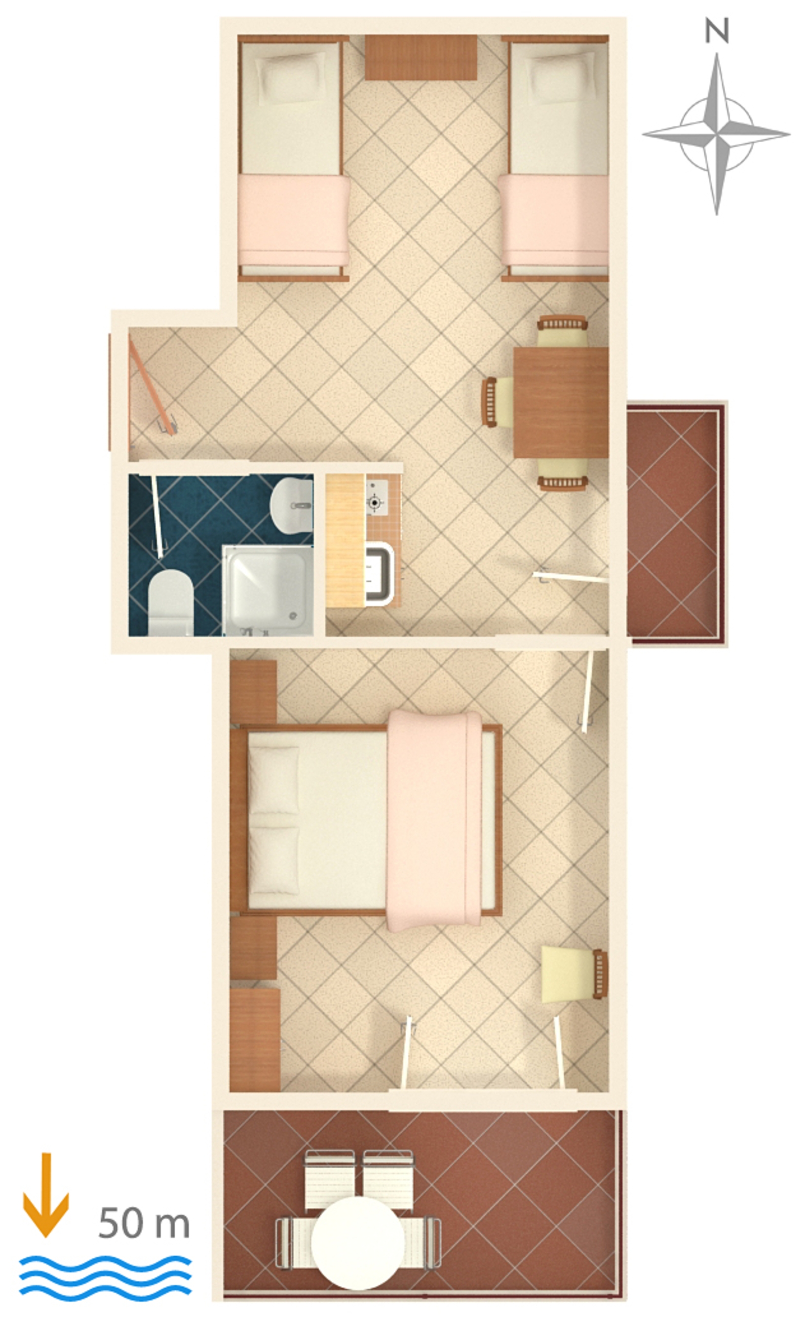 One bedroom apartment near beach Nemira, Omiš  A-b