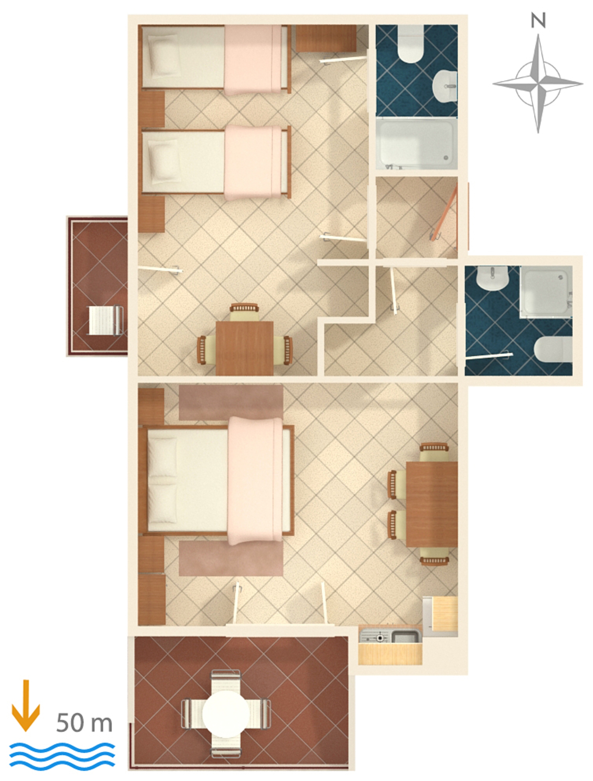 One bedroom apartment near beach Nemira, Omiš  A-c