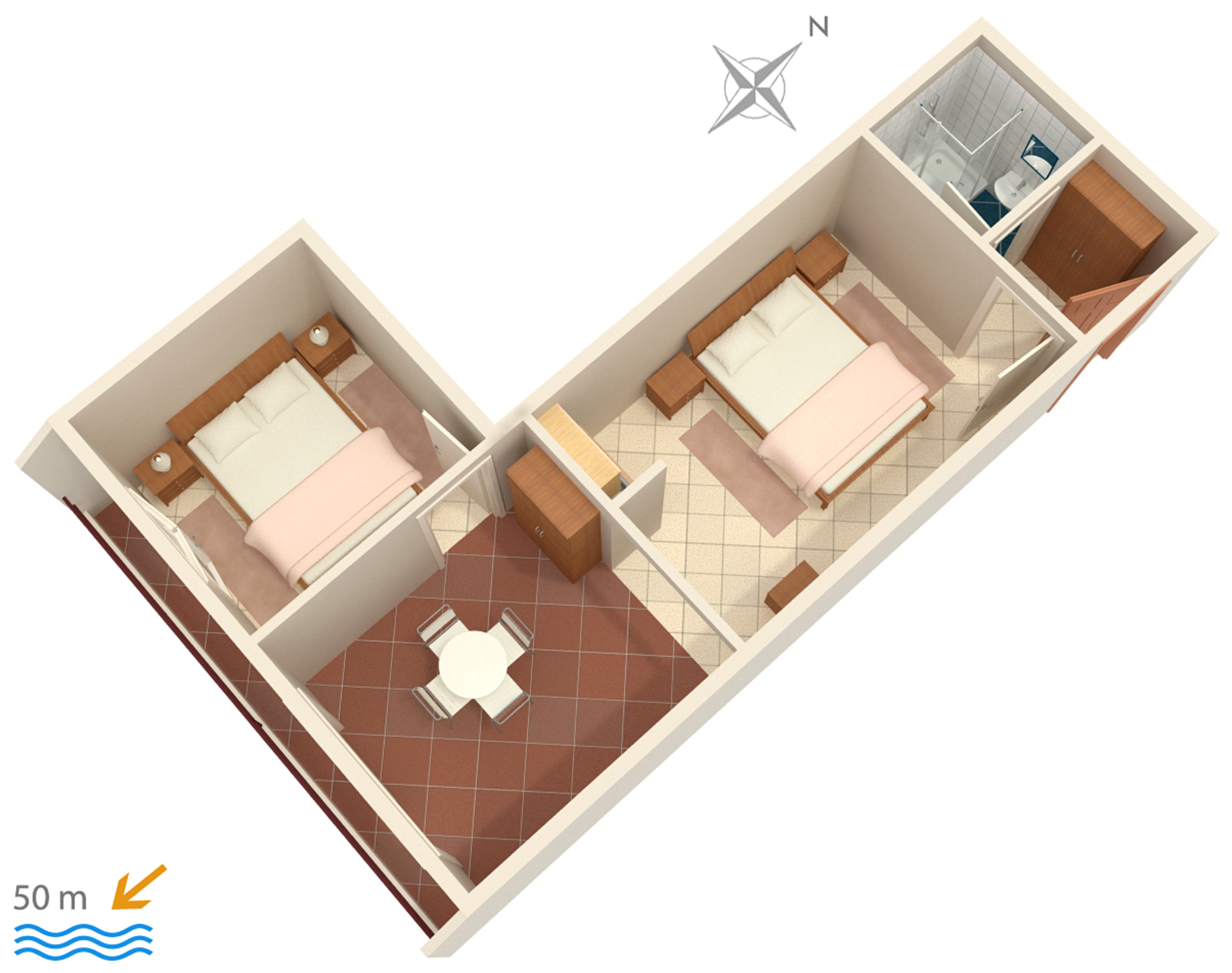 One bedroom apartment near beach Nemira, Omiš  A-d