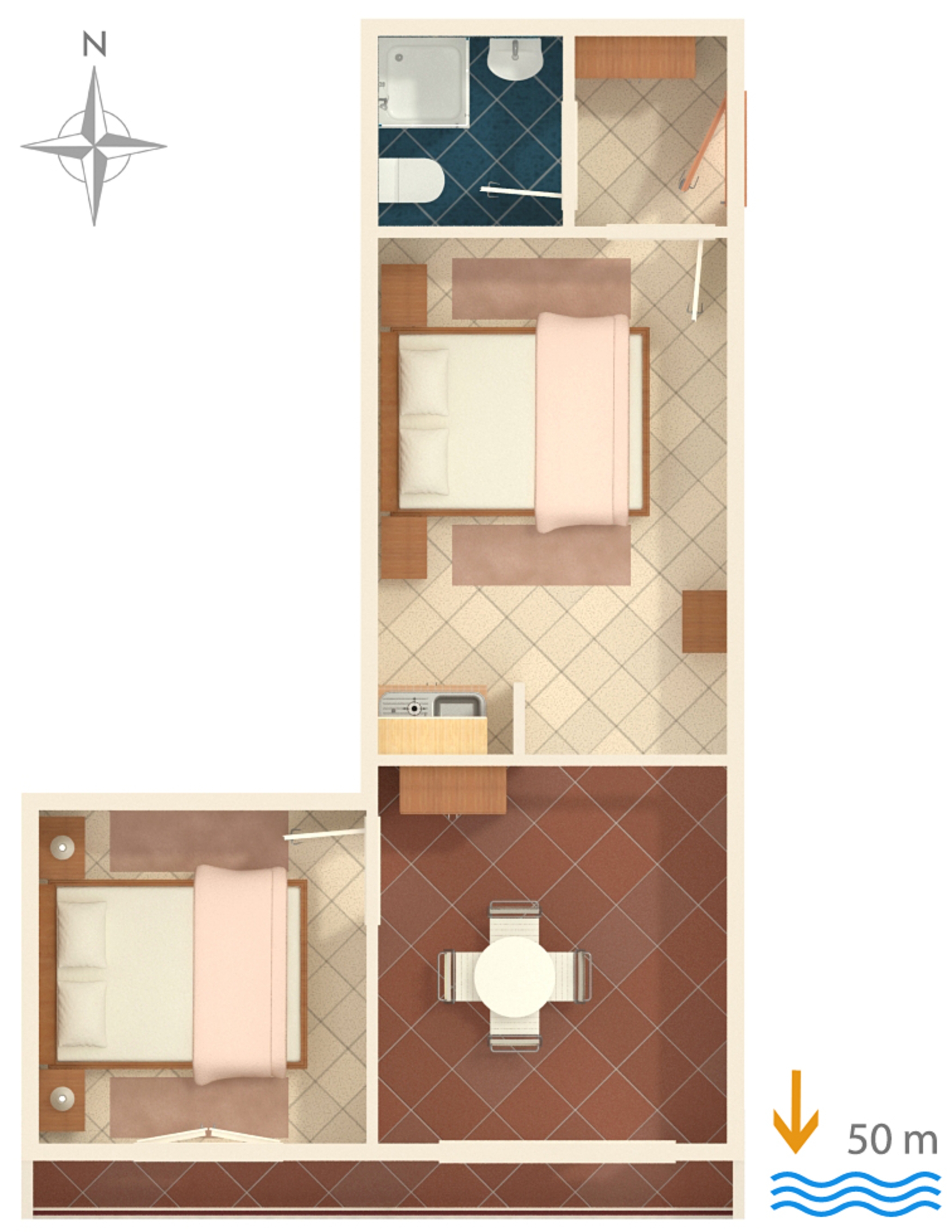 One bedroom apartment near beach Nemira, Omiš  A-d