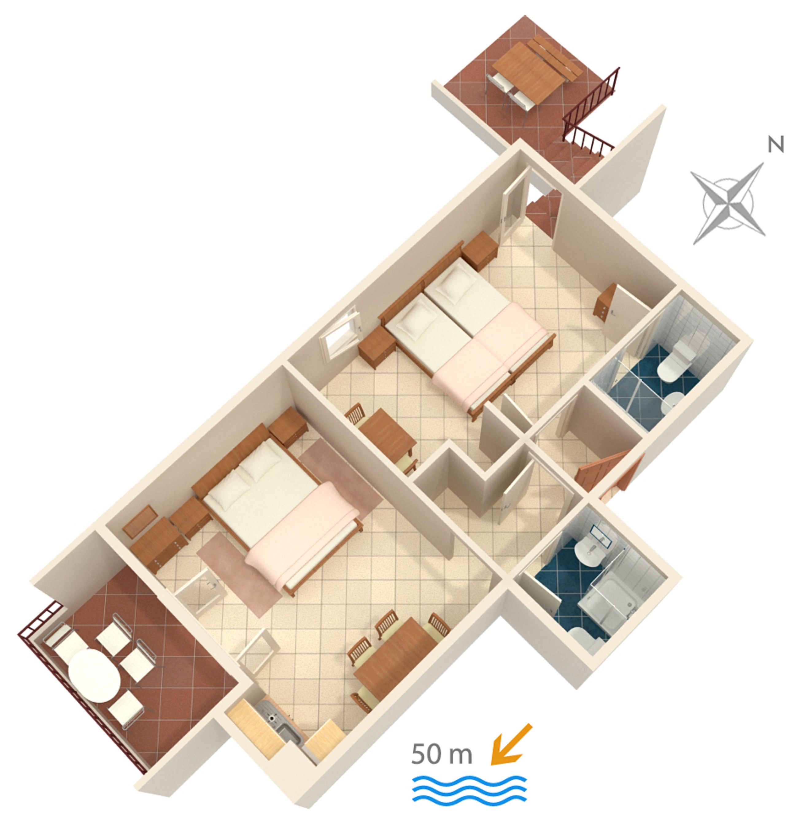 One bedroom apartment near beach Nemira, Omiš  A-f