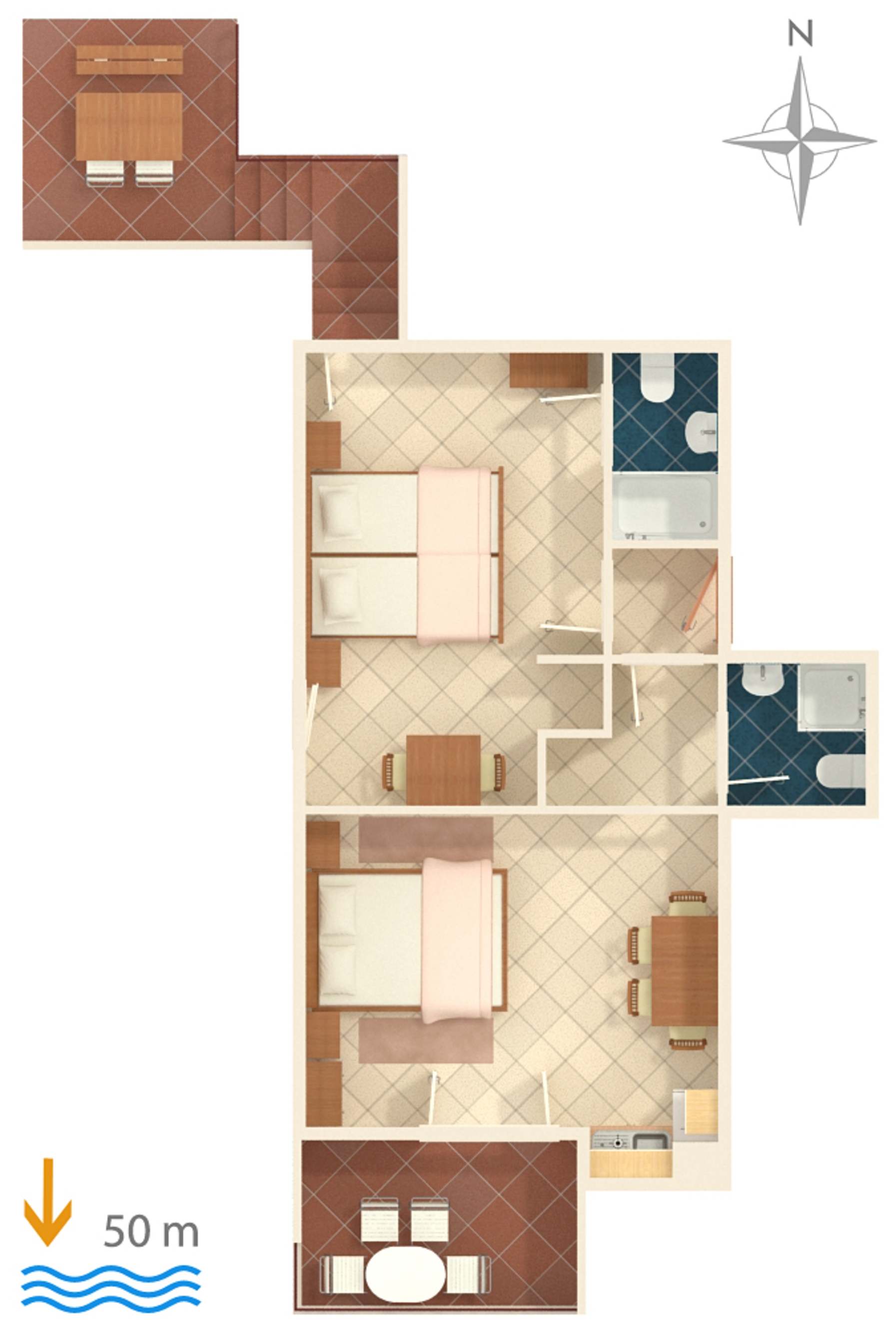One bedroom apartment near beach Nemira, Omiš  A-f