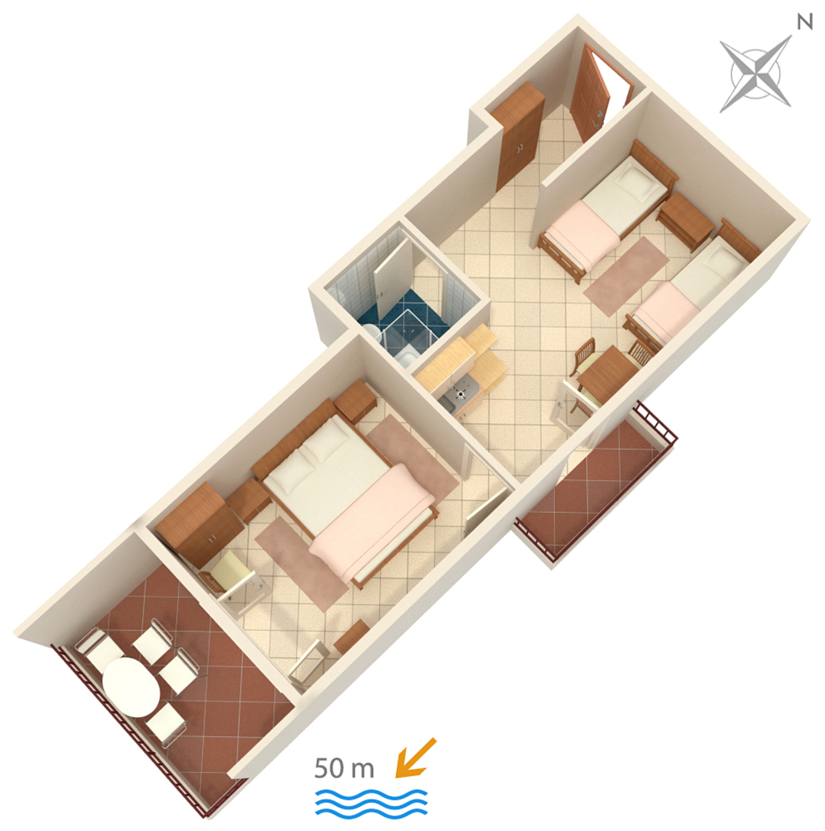 One bedroom apartment near beach Nemira, Omiš  A-g