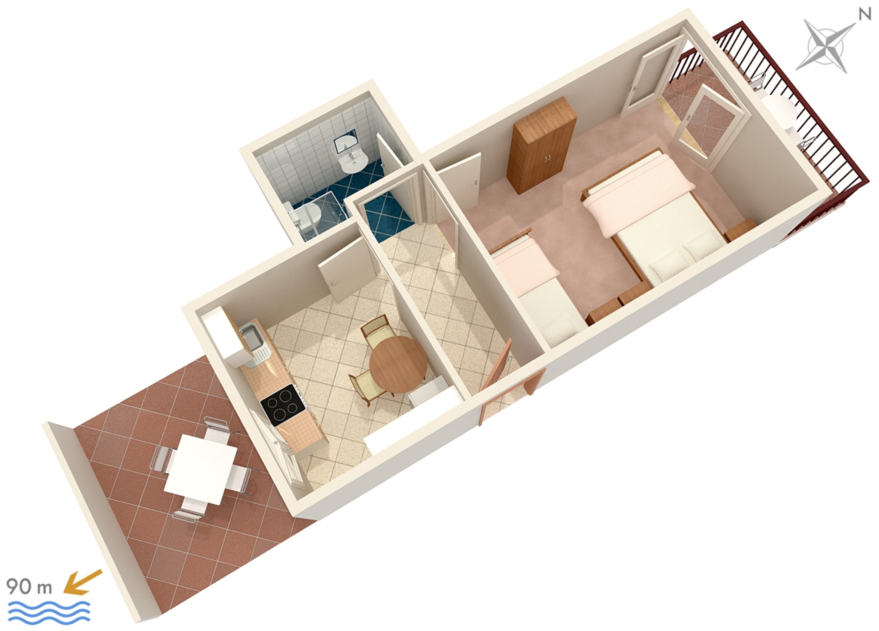 One bedroom apartment with balcony Podaca, Makarska  A-a