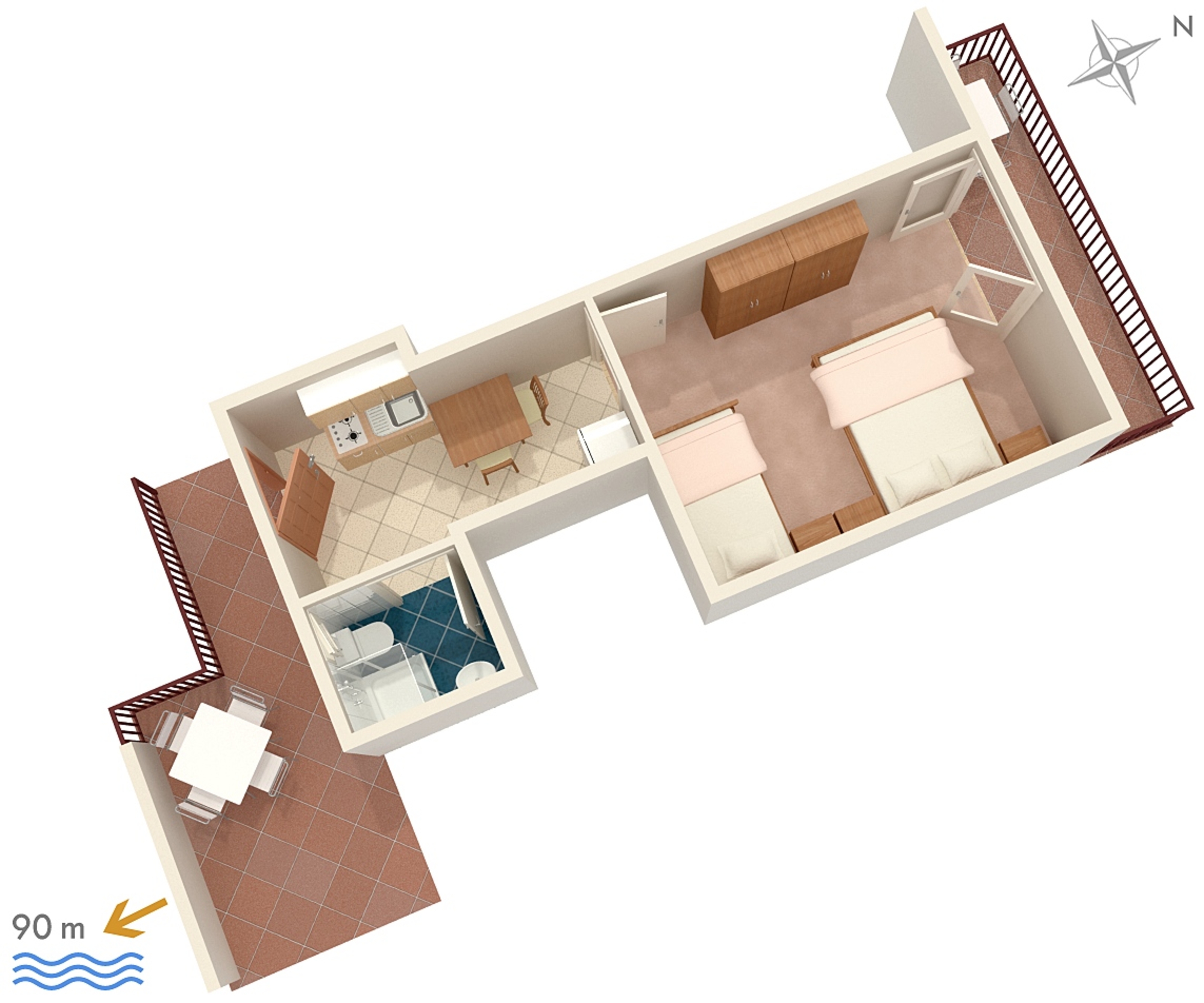 One bedroom apartment with balcony Podaca, Makarska  A-b