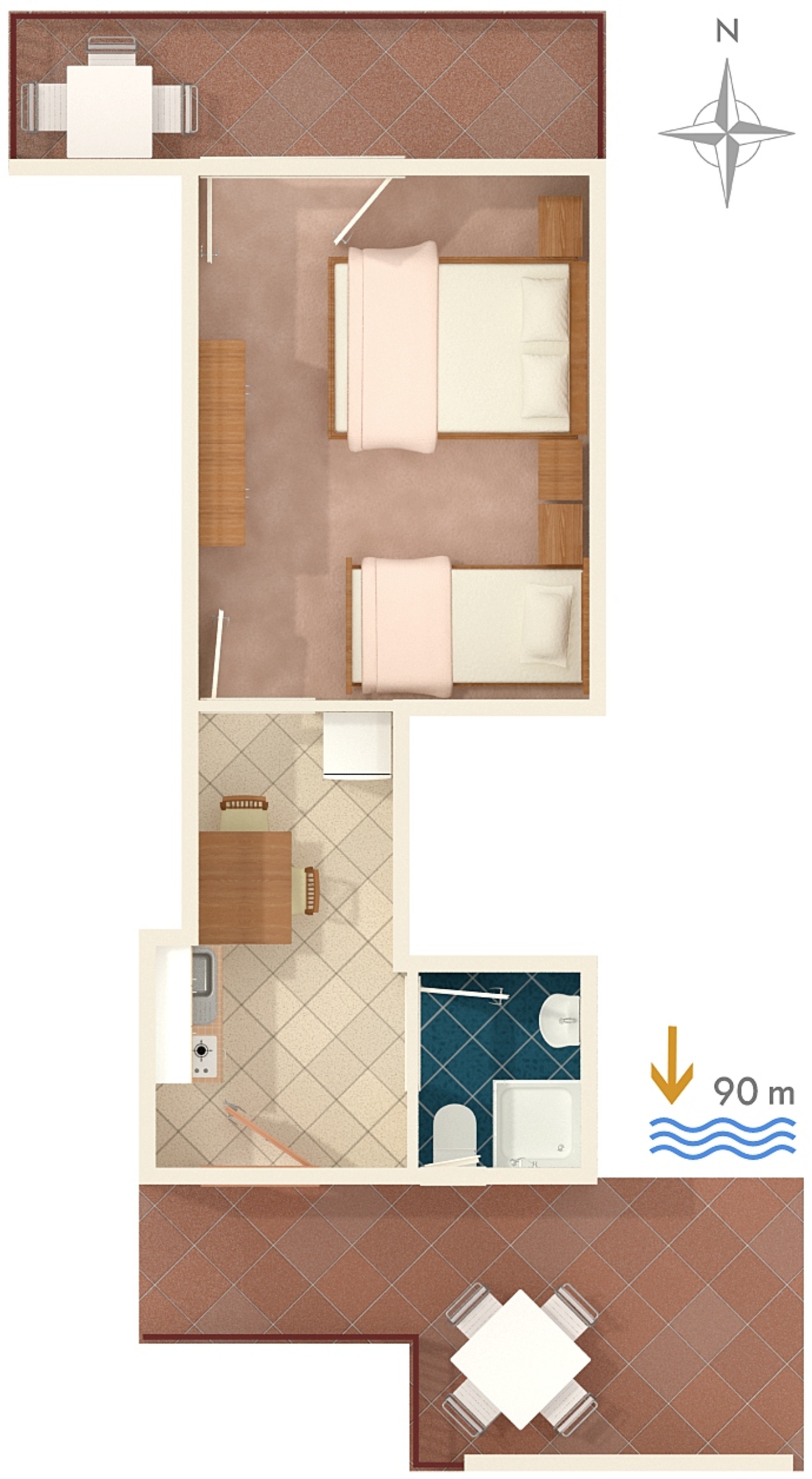 One bedroom apartment with balcony Podaca, Makarska  A-b