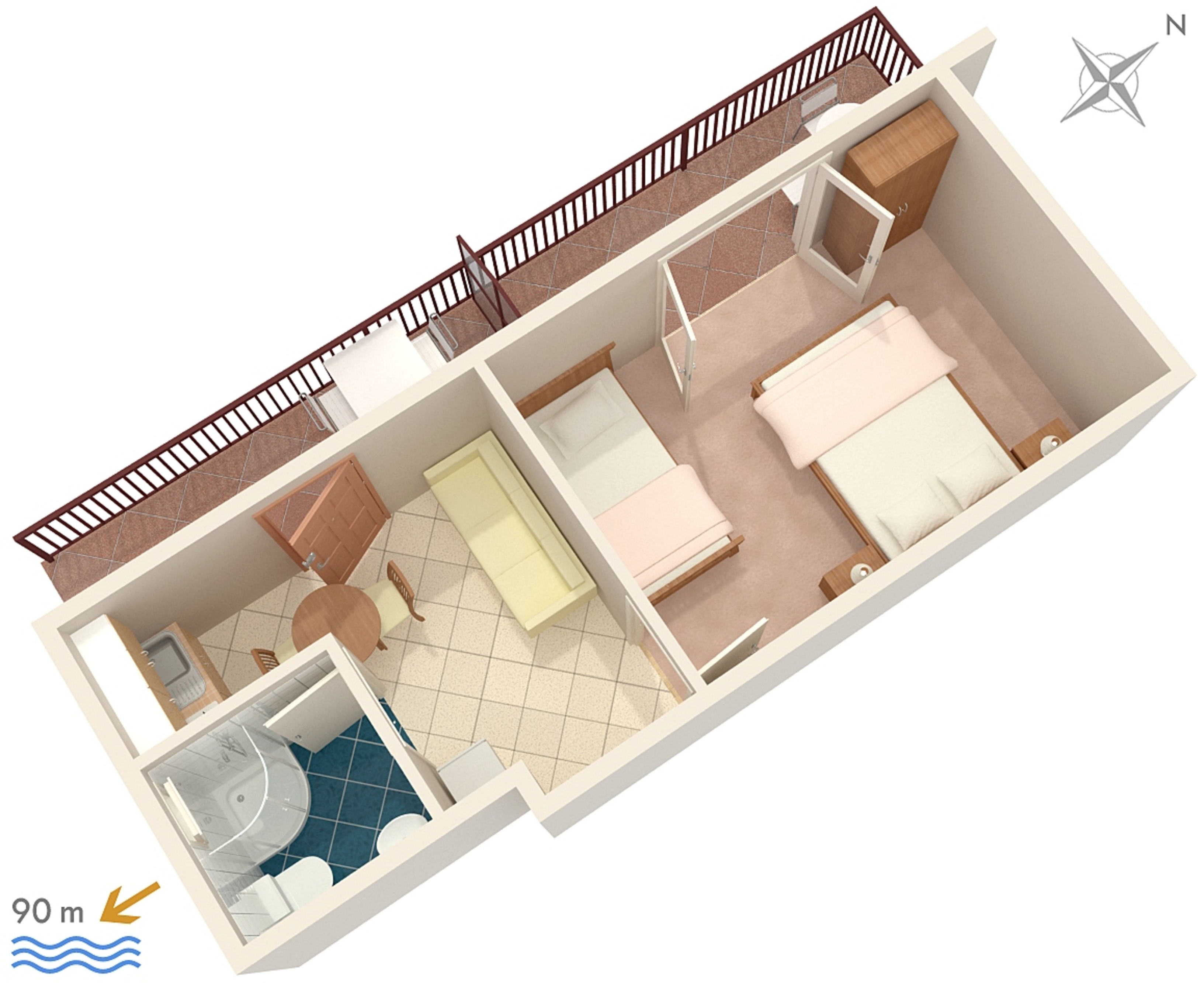 One bedroom apartment with balcony Podaca, Makarska  A-c