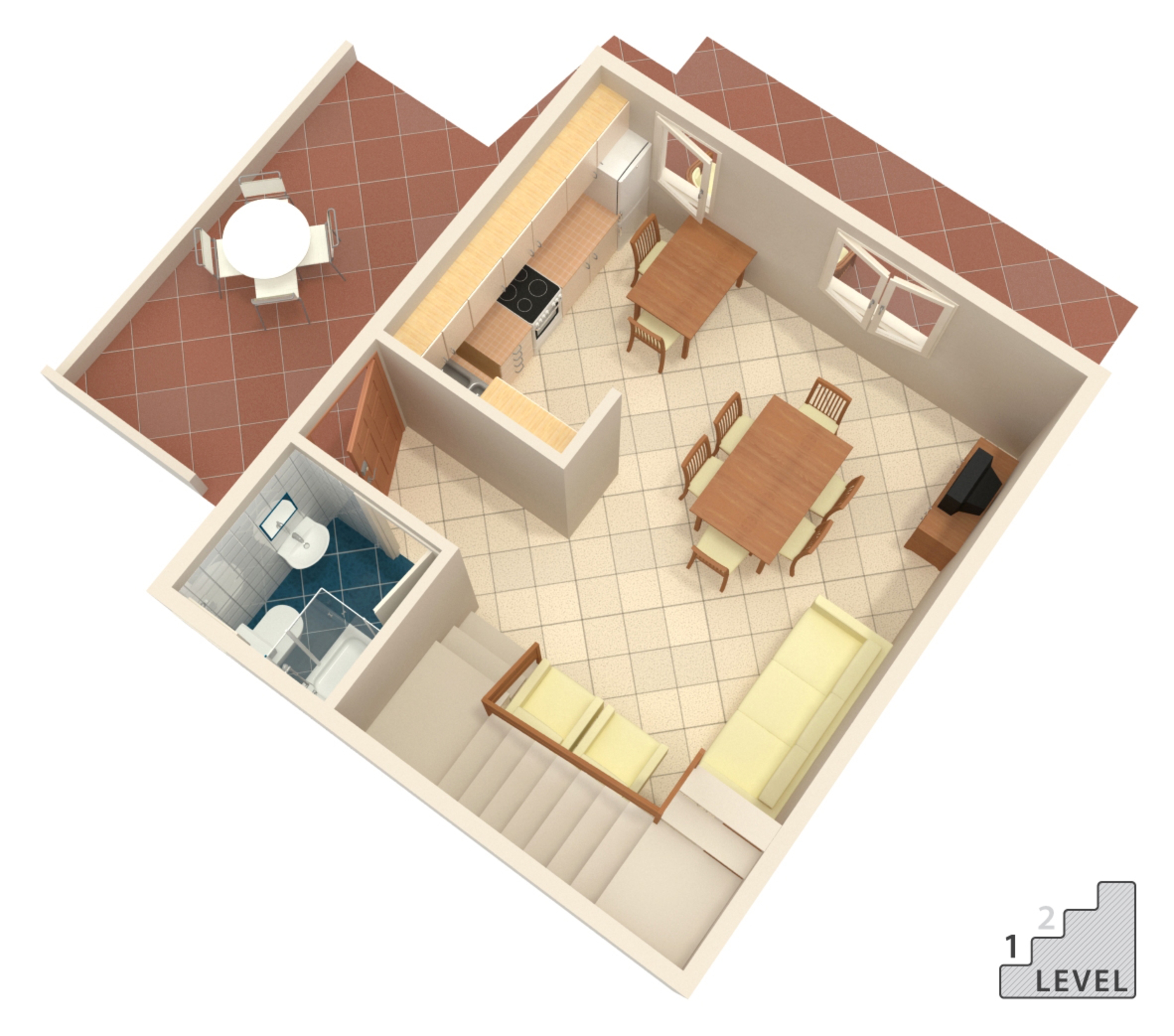 Dvosobni apartman s terasom i pogledom na more Marina, Trogir  A-a