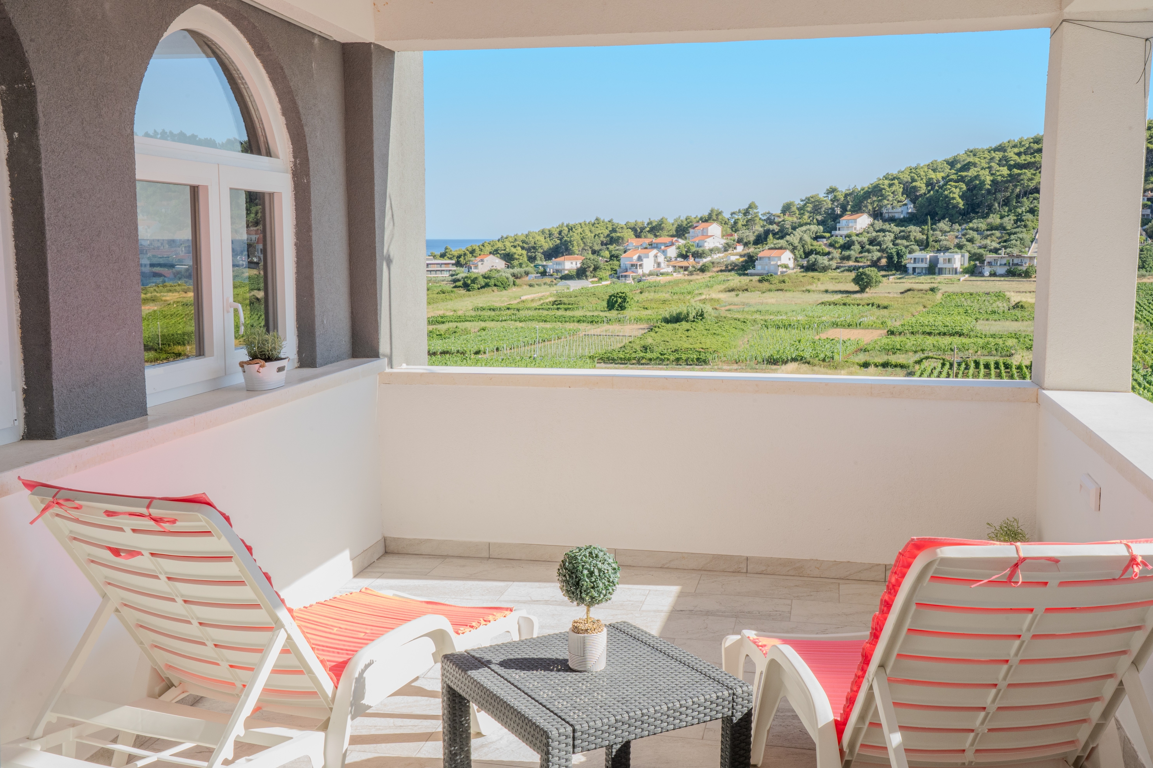 Appartement de deux chambres avec la terrasse et la vue sur le mer Lumbarda, Korcula (A-27912-a)