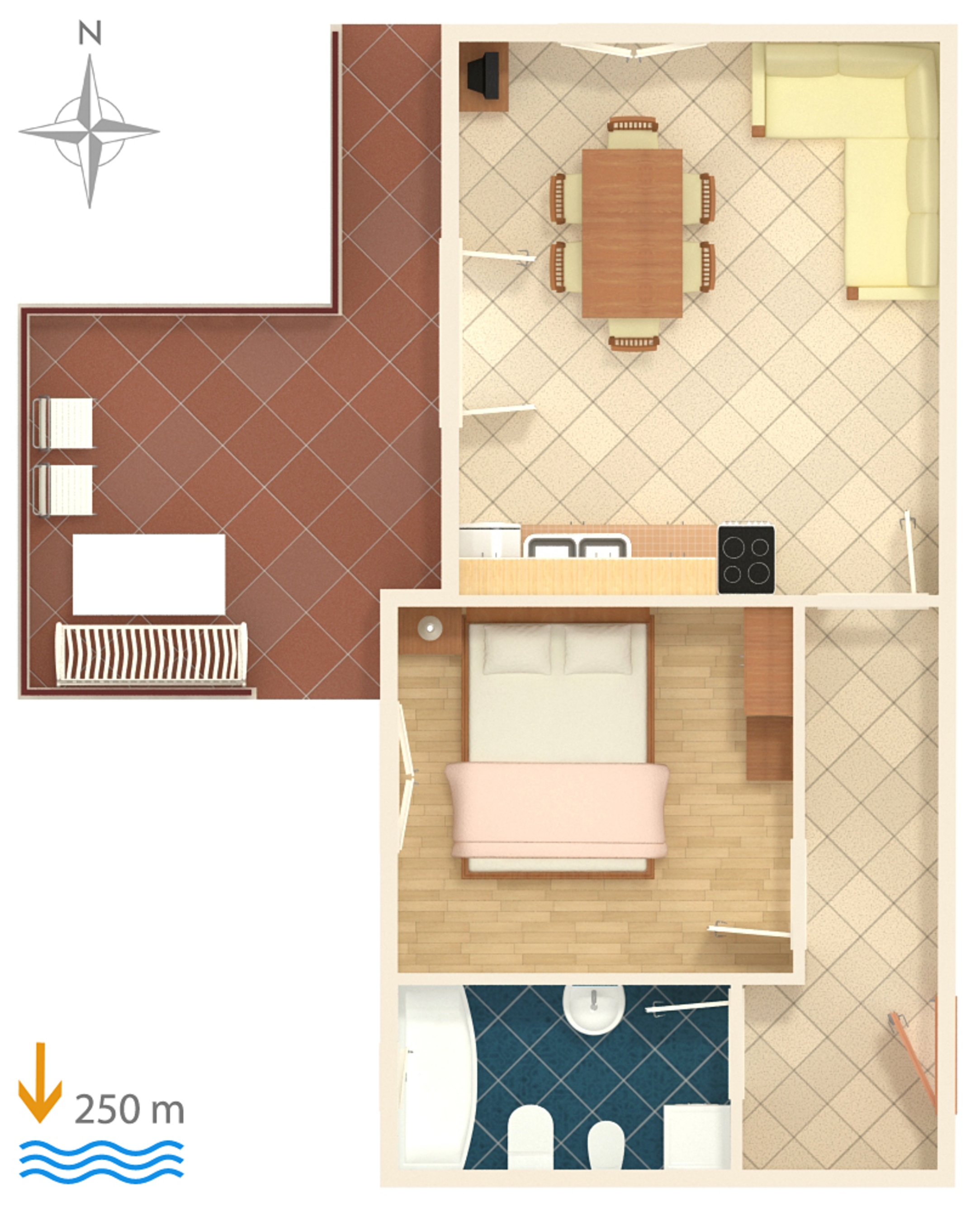 One bedroom apartment with terrace Rastići, Čiovo  A-a