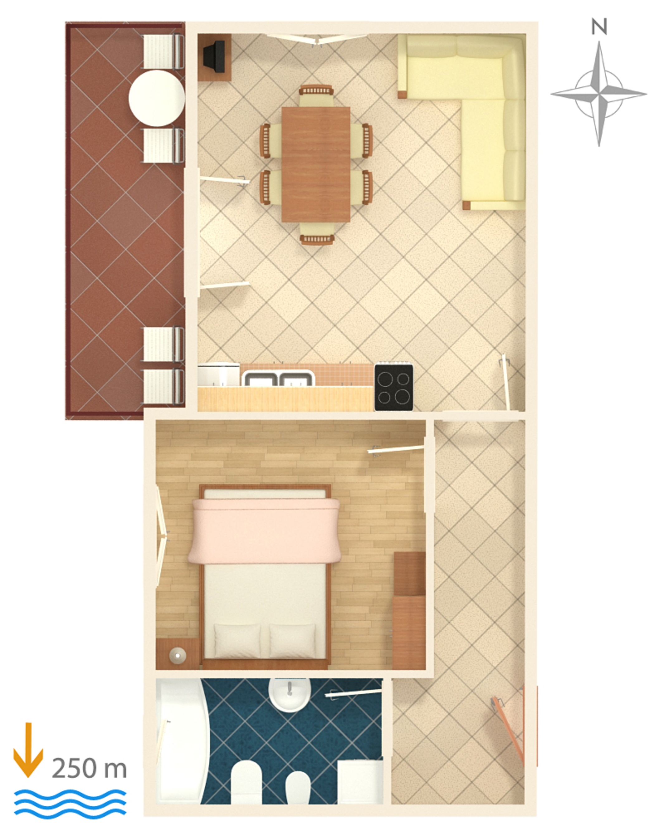 One bedroom apartment with balcony and sea view Rastići, Čiovo  A-b