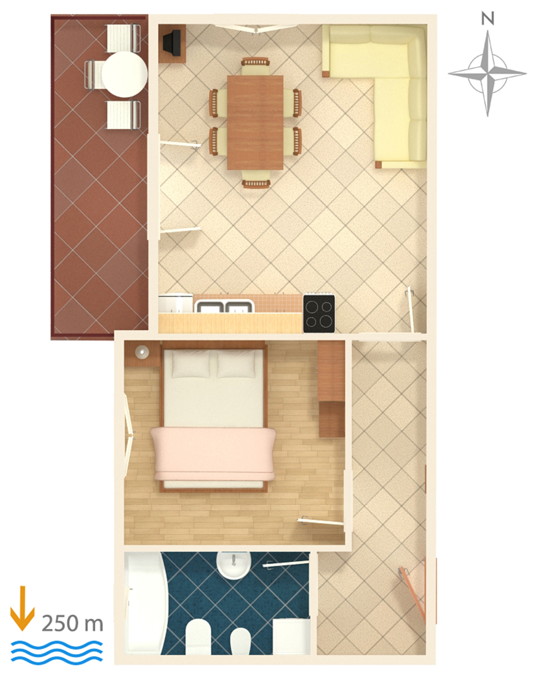 One bedroom apartment with balcony and sea view Rastići, Čiovo  A-c