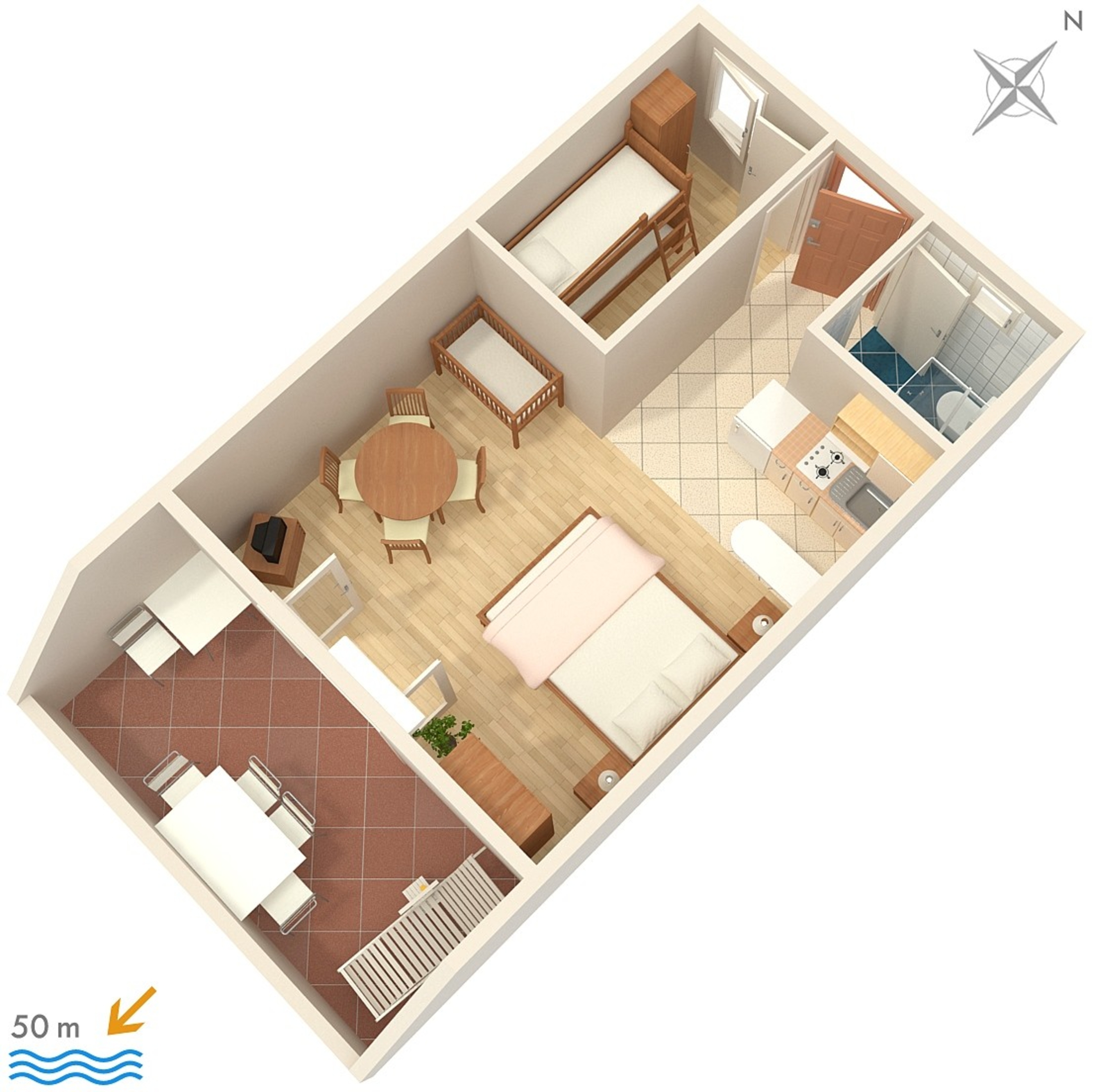 One bedroom apartment near beach Sumpetar, Omiš  A-a