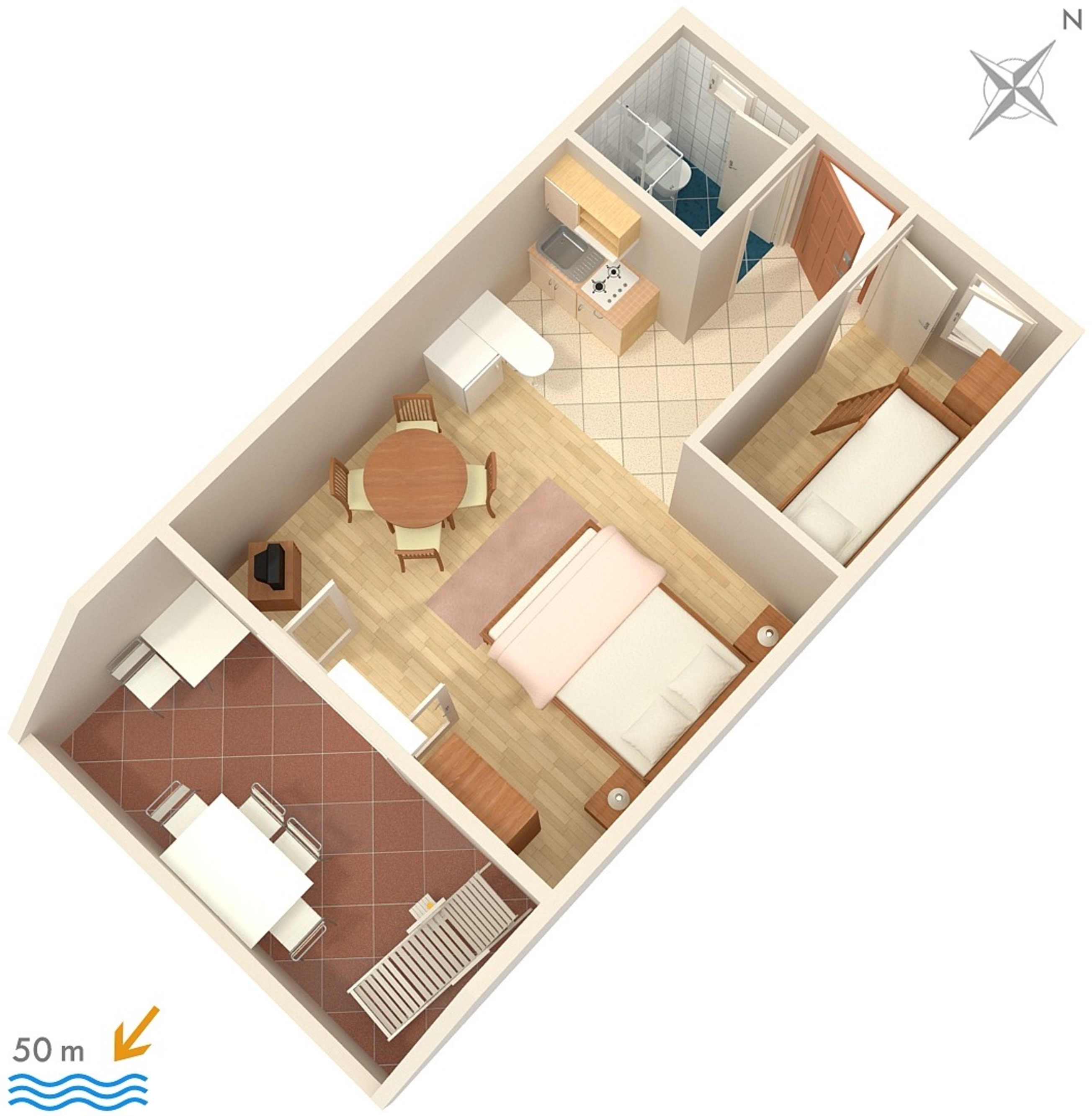 One bedroom apartment near beach Sumpetar, Omiš  A-b