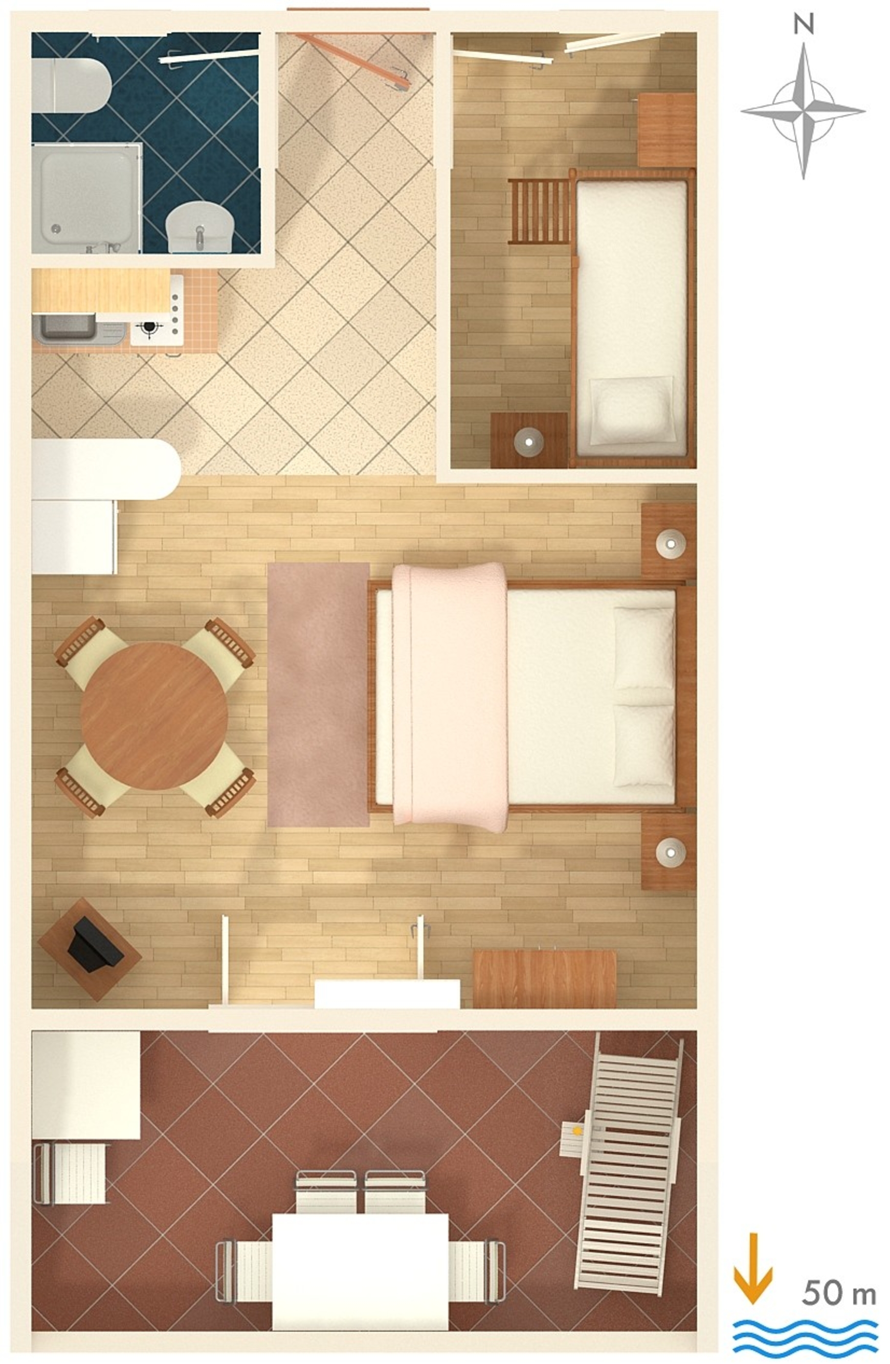 One bedroom apartment near beach Sumpetar, Omiš  A-b