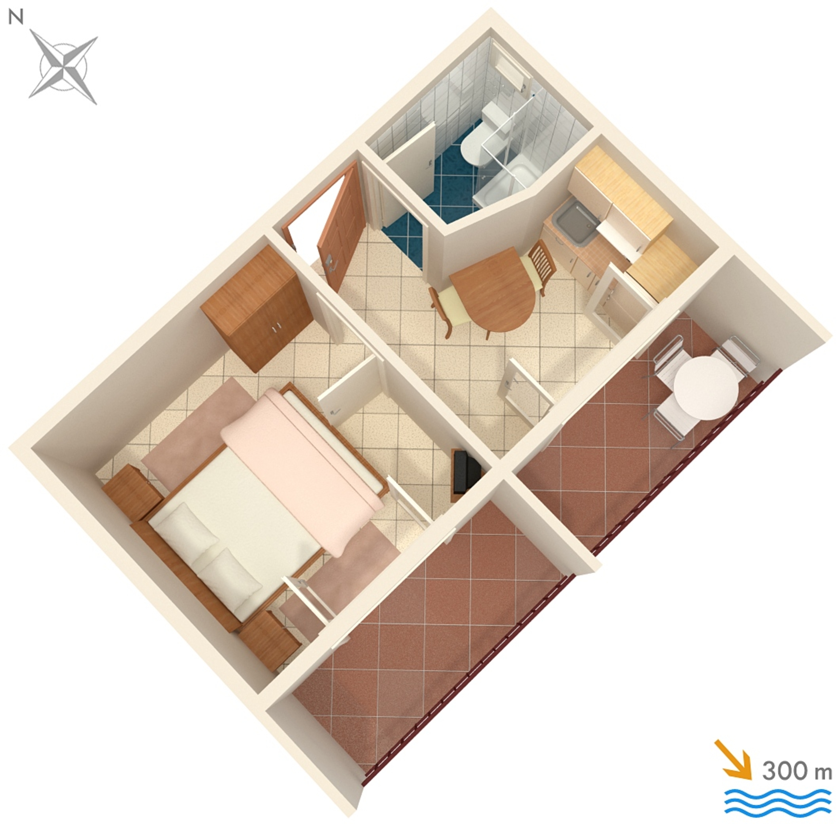 One bedroom apartment with balcony and sea view Stanići, Omiš  A-a