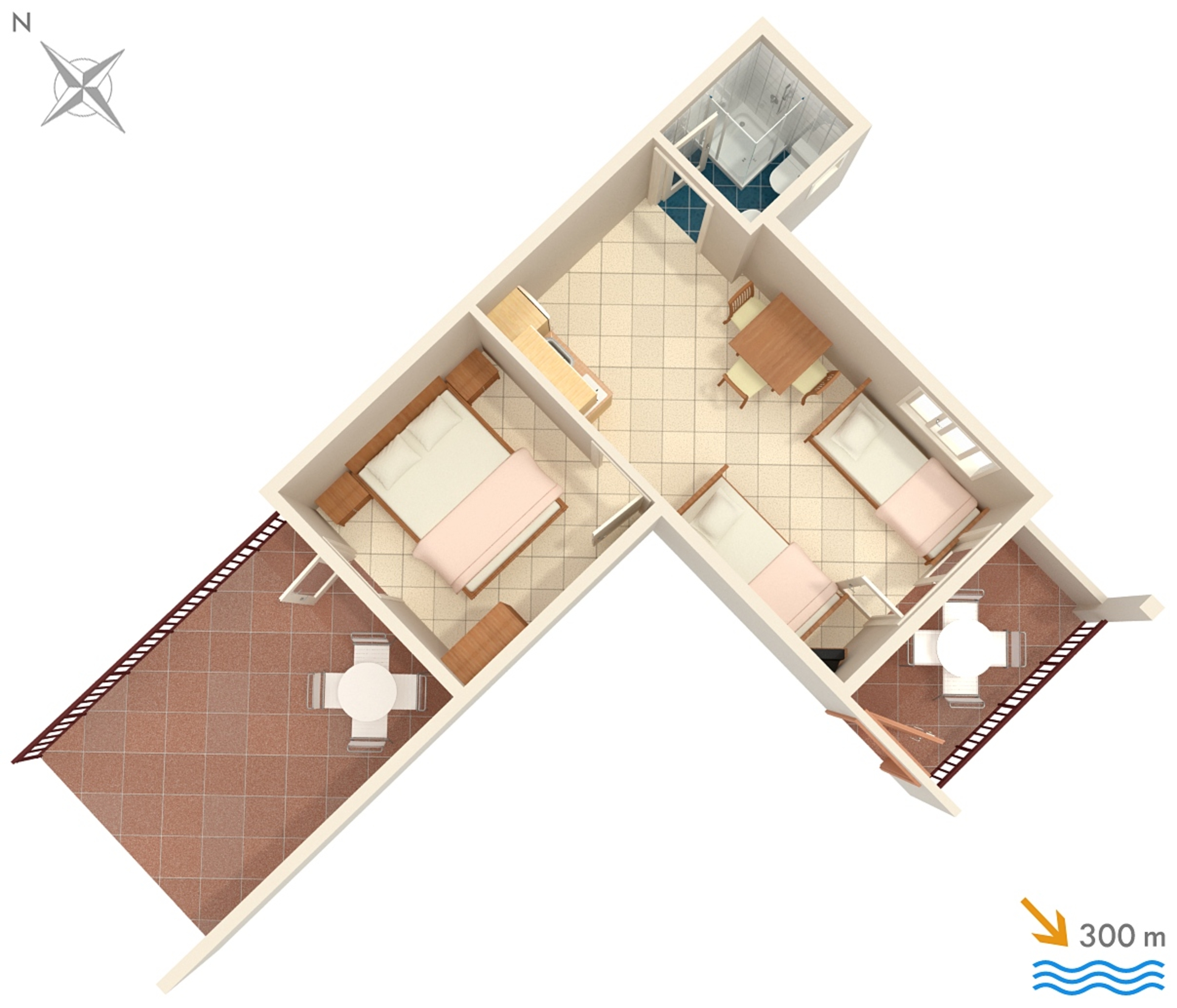 One bedroom apartment with terrace and sea view Stanići, Omiš  A-e