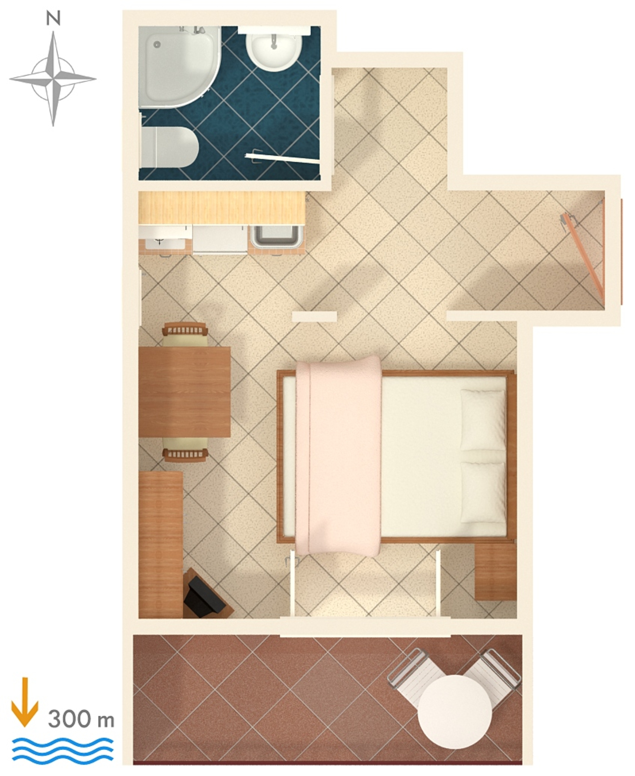 Studio flat with balcony and sea view Stanići, Omiš  AS-a