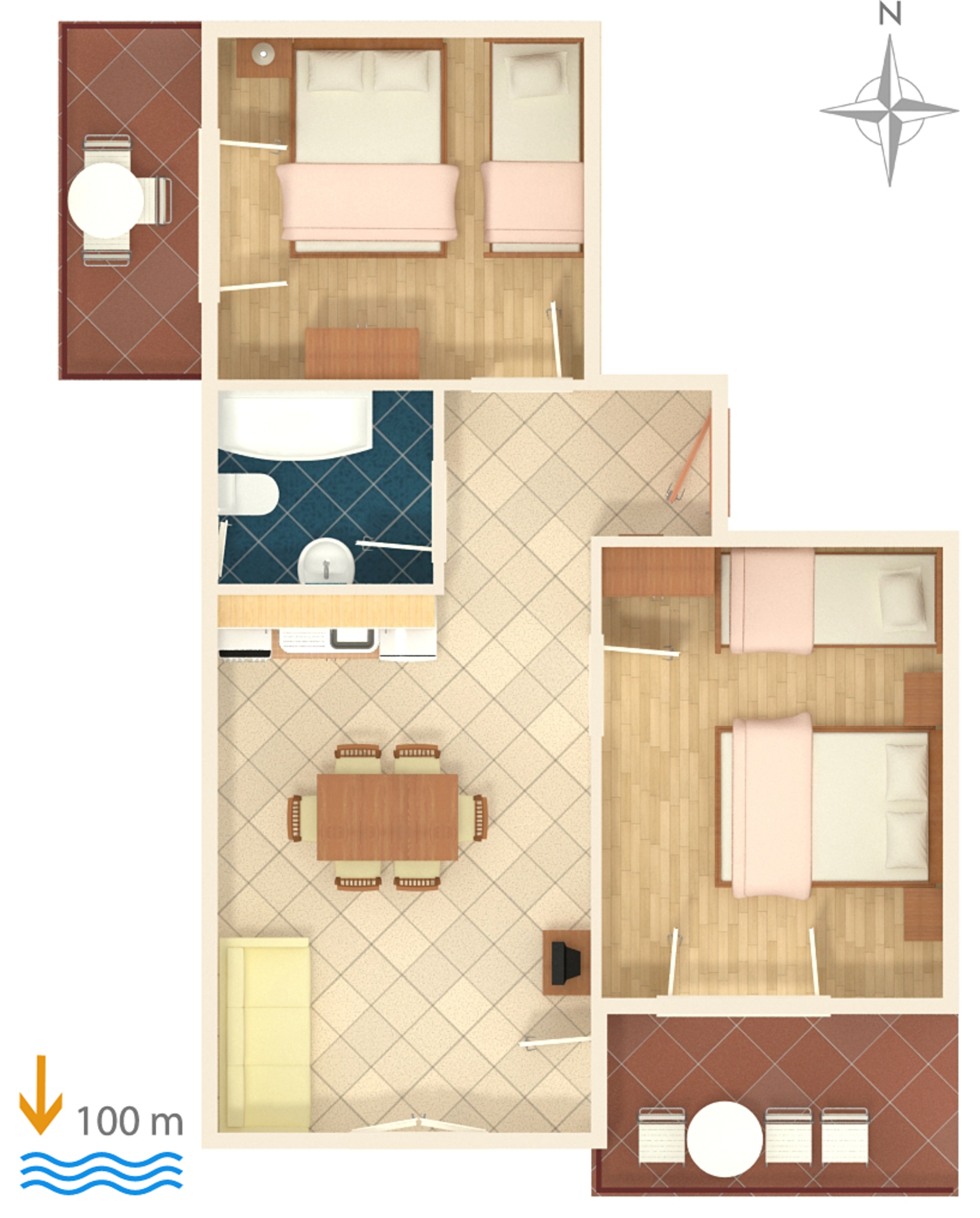 Two bedroom apartment with balcony and sea view Duće, Omiš  A-a
