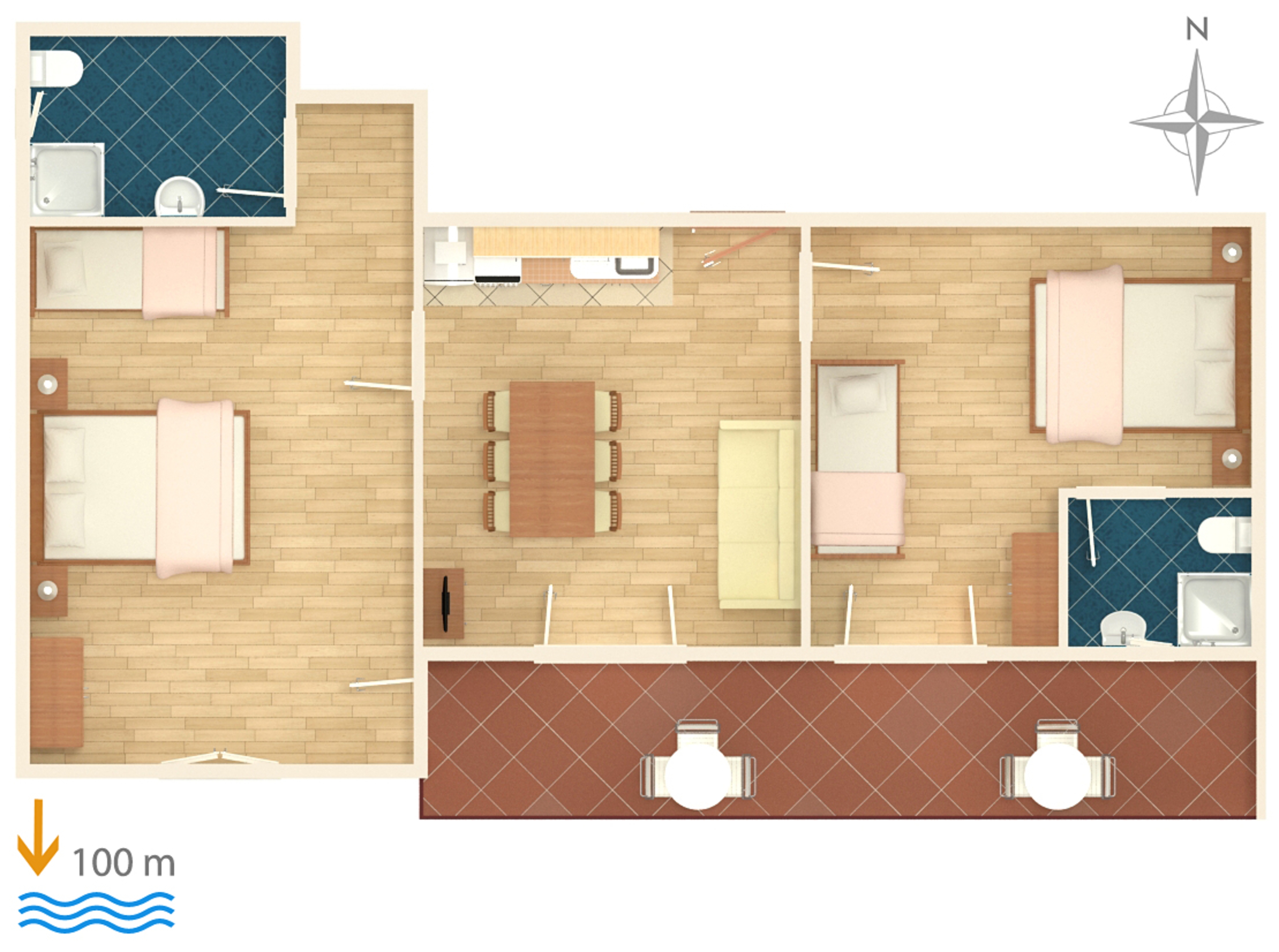 Two bedroom apartment with terrace and sea view Duće, Omiš  A-b