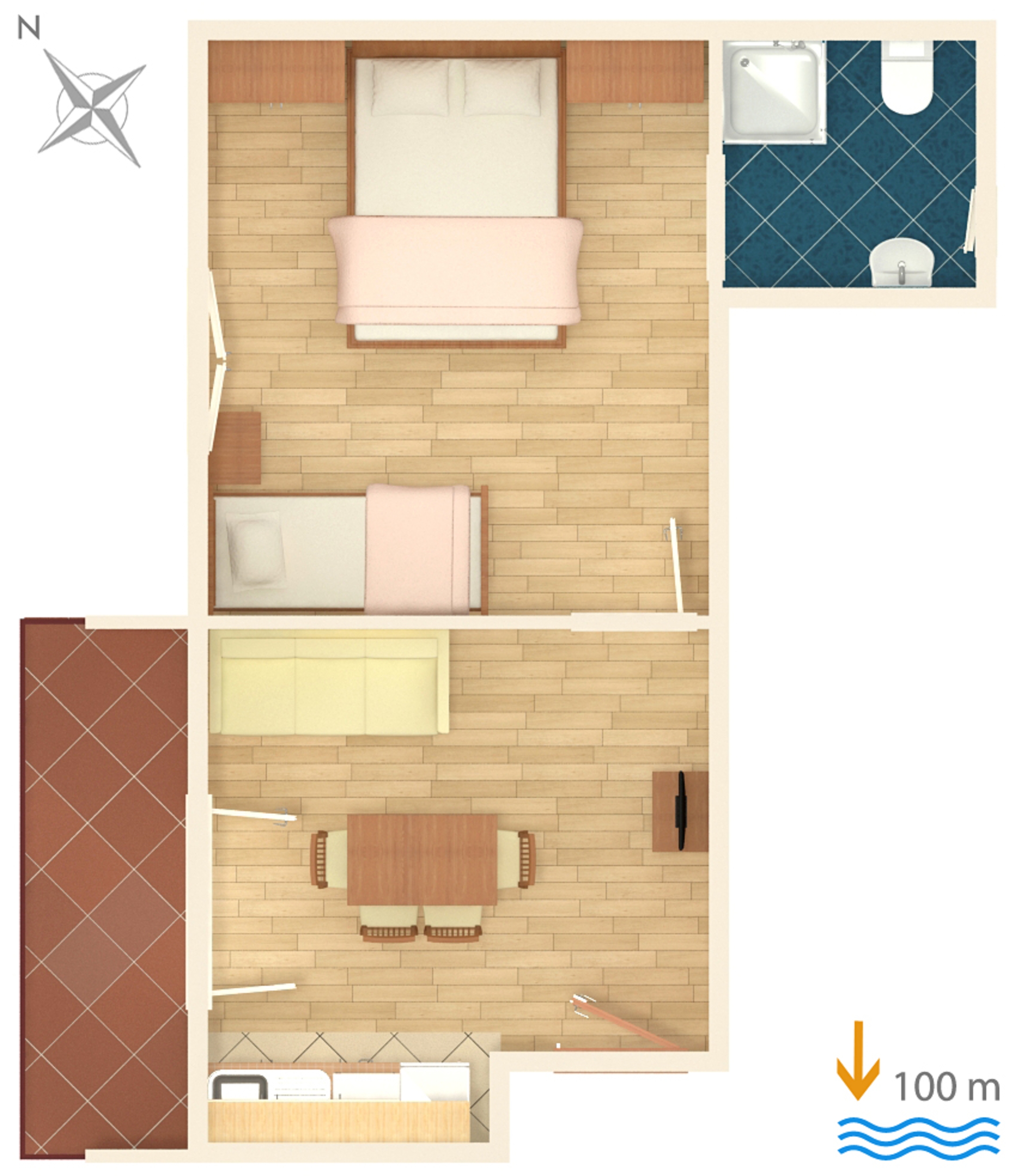 One bedroom apartment with balcony and sea view Duće, Omiš  A-c